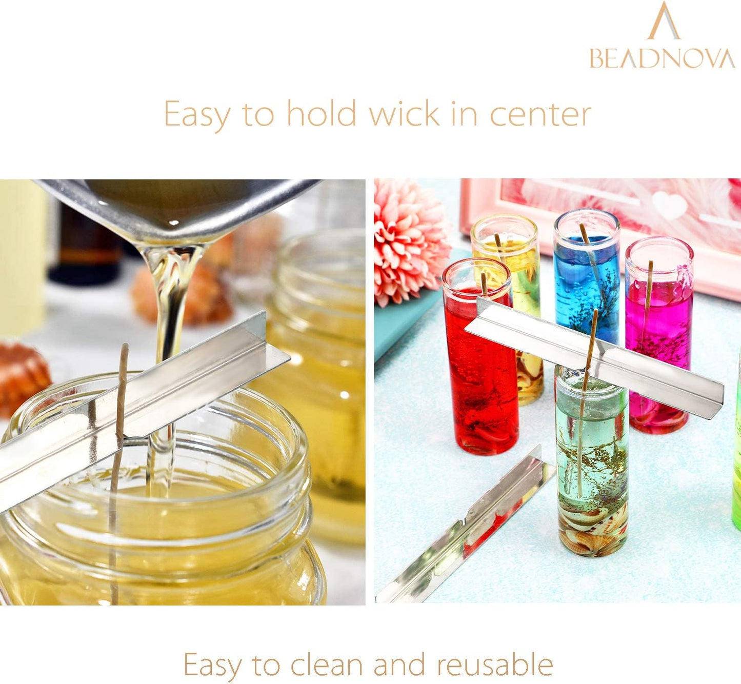 Candle Wick Holders Metal Wick Bar Centering Device Centering Tool Holder for Candle Making (10 Pcs)