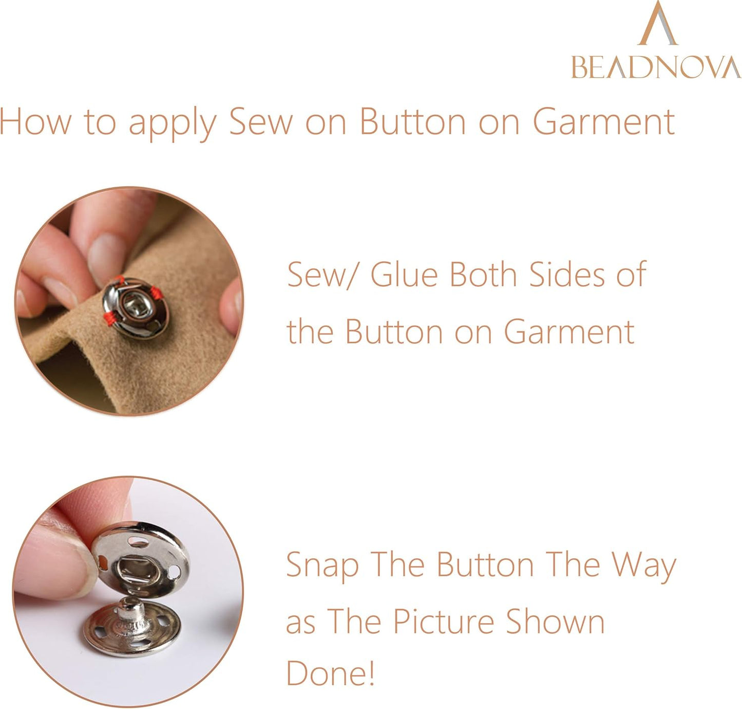 Snaps Buttons for Sewing Leather Snaps Button Press Sewing Tools Fastener Tools for Clothes (106 Sets, 3 Sizes)