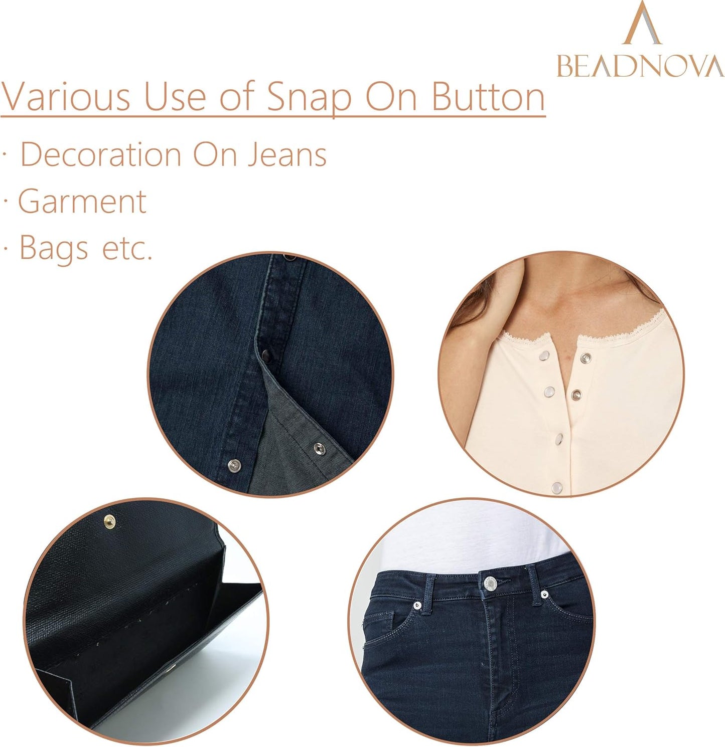 Snaps Buttons for Sewing Leather Snaps Button Press Sewing Tools Fastener Tools for Clothes (106 Sets, 3 Sizes)