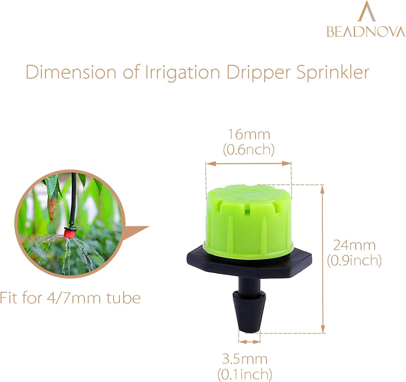 Drip Irrigation Emitters 50 Pcs Irrigation Drippers 360 Degree System Emitters Sprinklers Drippers for Drip 1/4 Inch Tube Gardening (Green)