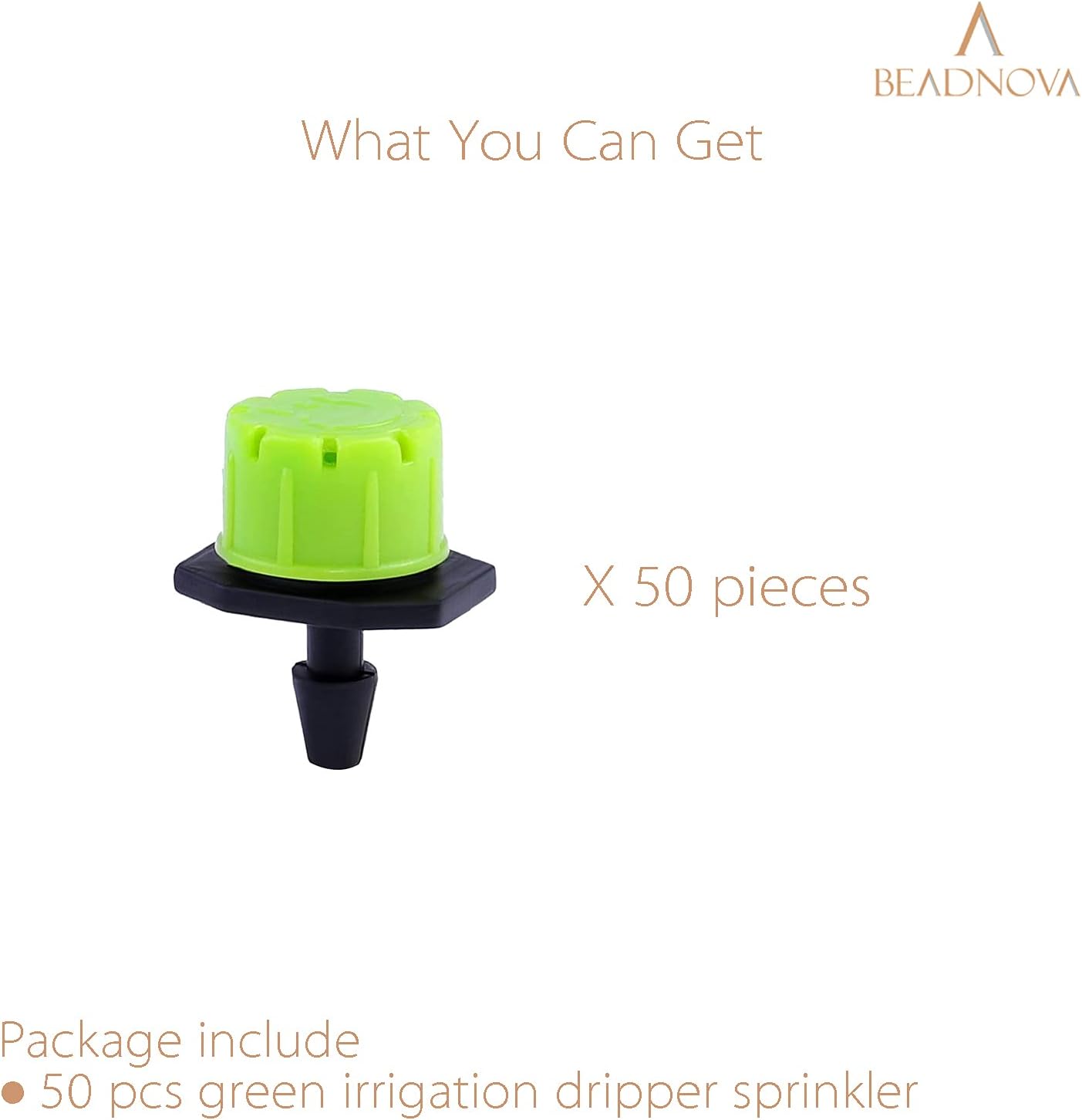 Drip Irrigation Emitters 50 Pcs Irrigation Drippers 360 Degree System Emitters Sprinklers Drippers for Drip 1/4 Inch Tube Gardening (Green)
