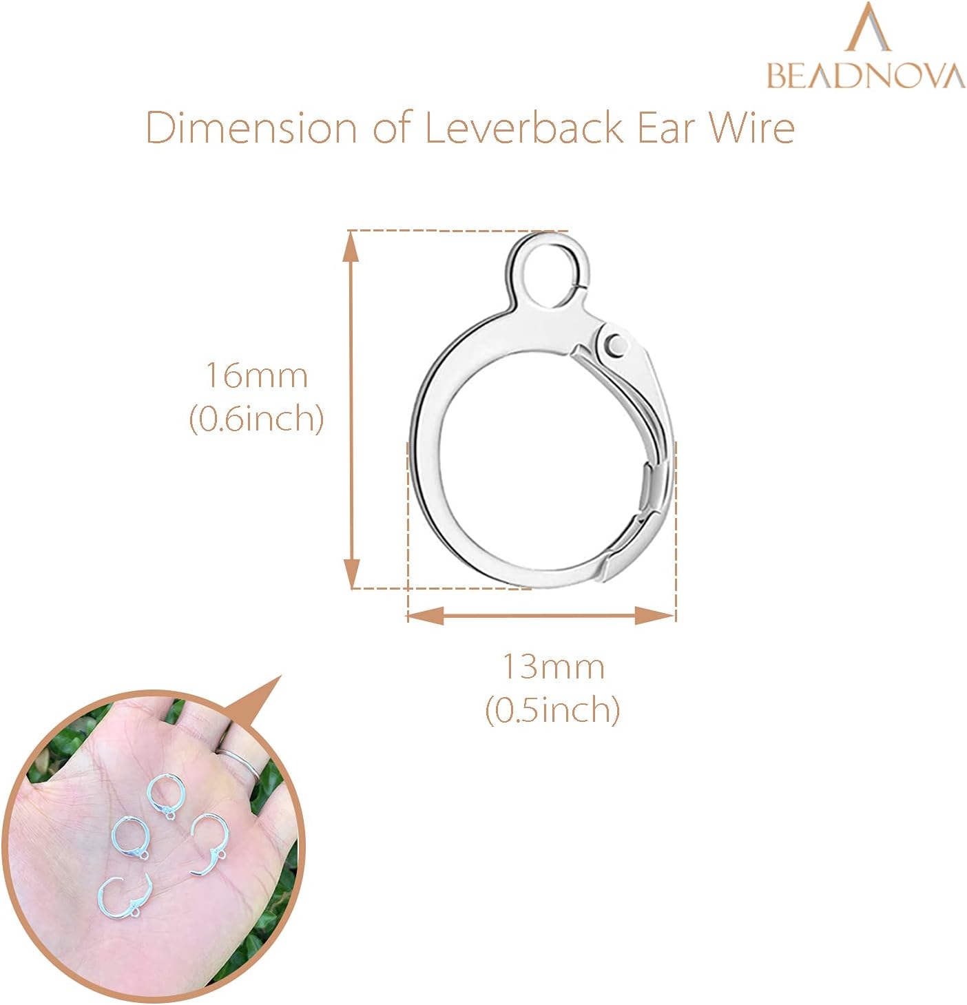 Leverback Earring Hooks 60pcs French Ear Wire Lever Back Earwire for Jewelry Making Crafting (Silver)