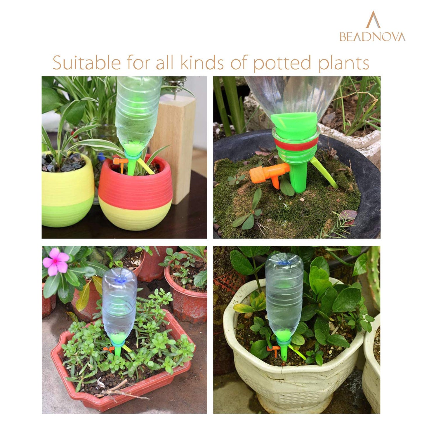 Plant Self Watering Spikes Automatic Irrigation Equipment Adjtable Self Watering Spikes for Plants with Slow Release Control Valve (Orange Green, 6pcs)