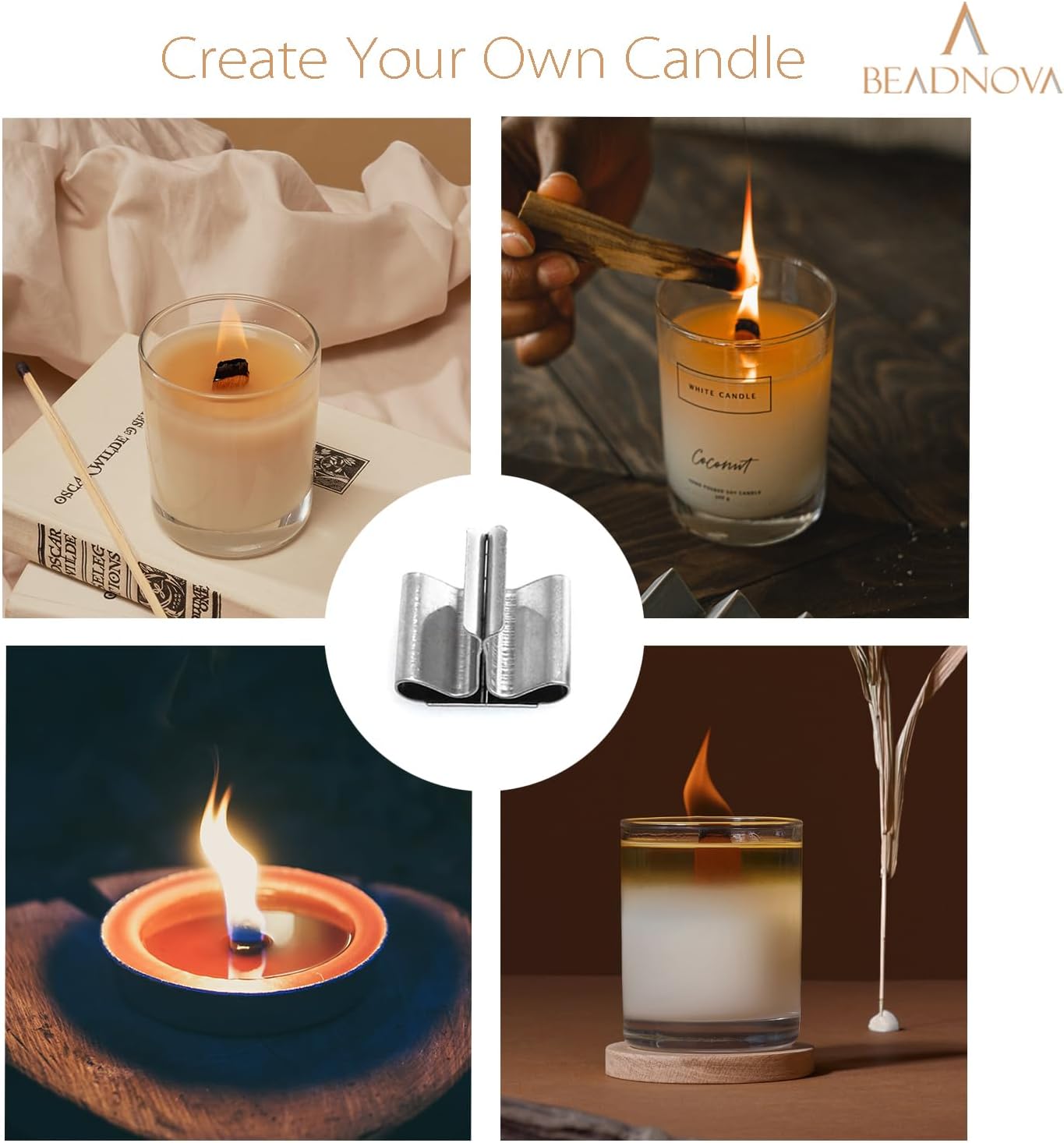 Wood Candle Wick Tabs 30pcs Wood Wick Stainer Tabs for Candle Making and DIY (16mm/ 0.6 inch)