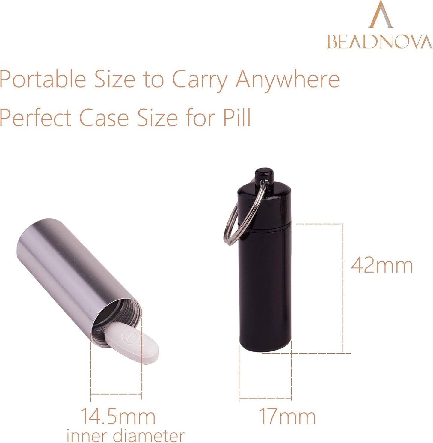 Pill Holder Keychain Medicine Container Small Portable Pill Case Aluminium Fob Carrier with Medicine (3pcs, 3 Colors Per Pack)