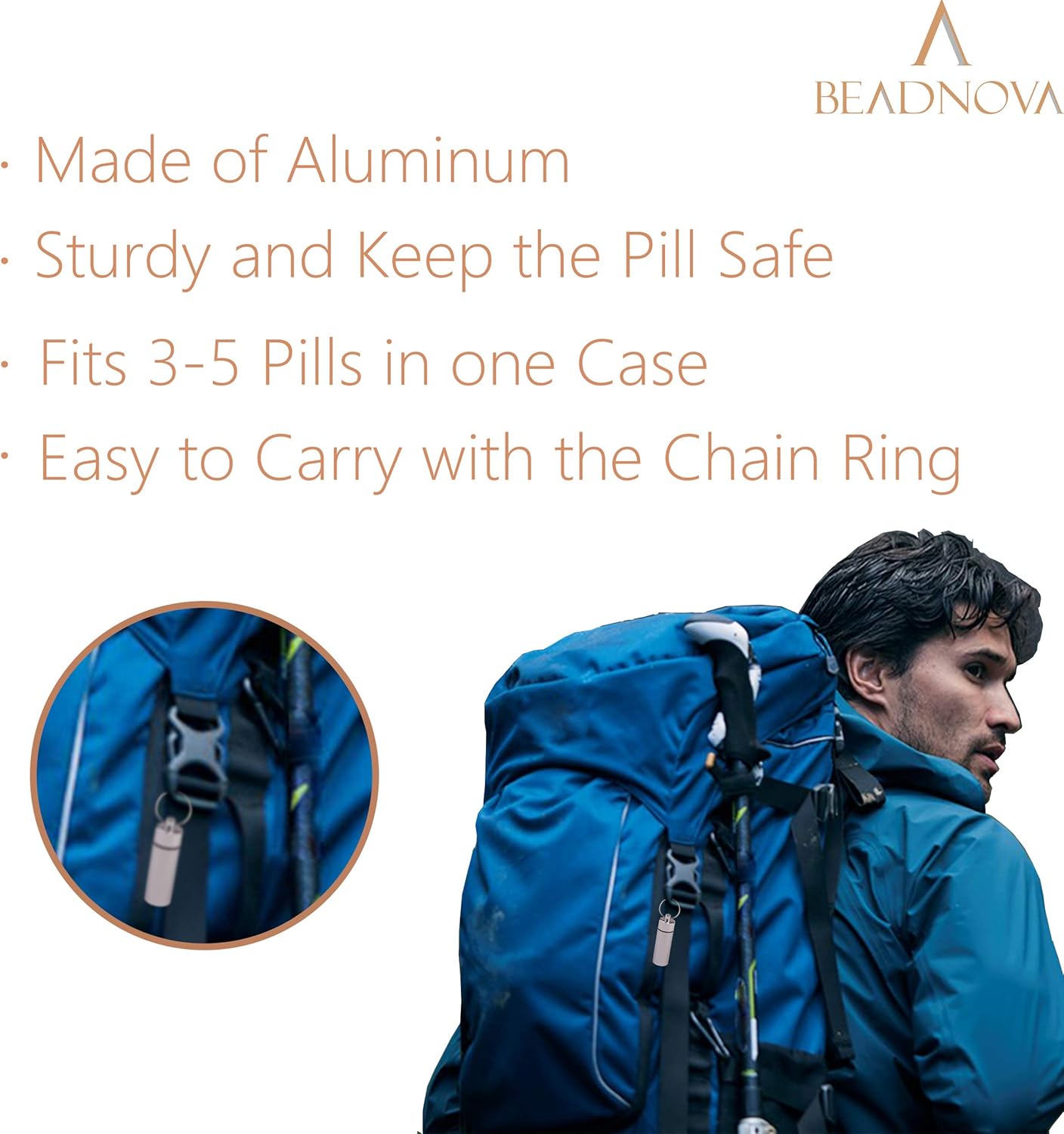 Pill Holder Keychain Medicine Container Small Portable Pill Case Aluminium Fob Carrier with Medicine (3pcs, 3 Colors Per Pack)