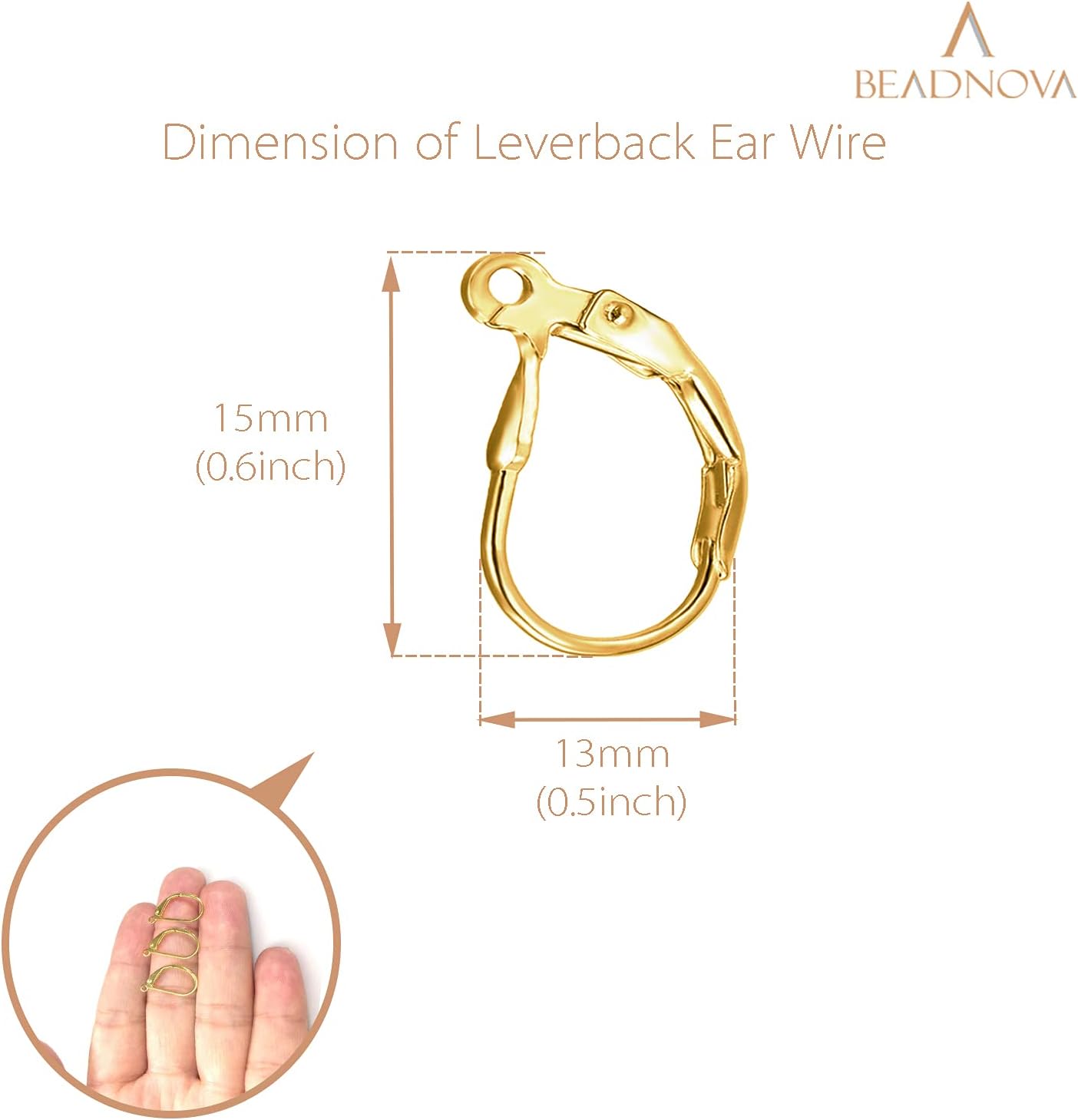 Leverback Earring Hooks 60pcs French Ear Wire Lever Back Earwire for Jewelry Making Crafting (Gold)