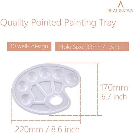 BEADNVOA Paint Tray Palette Paint Pallet with Thumb Hole Model Painter Tray for Kids Artists Painters (3 pcs, for Acrylic, Oil, Watercolor)
