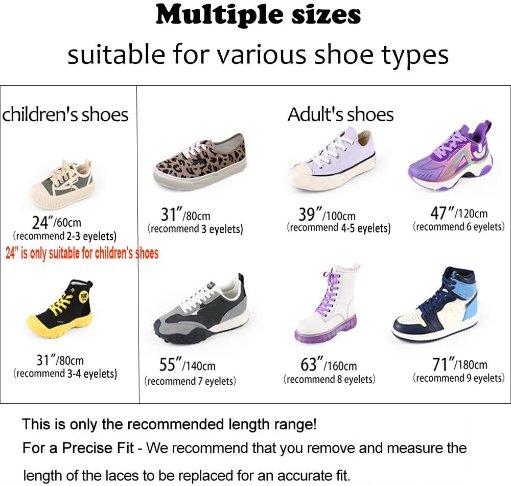 3 Pair Flat Shoe Laces for Sneakers, Shoelaces for Sneakers Athletic Running Shoes Boot Strings