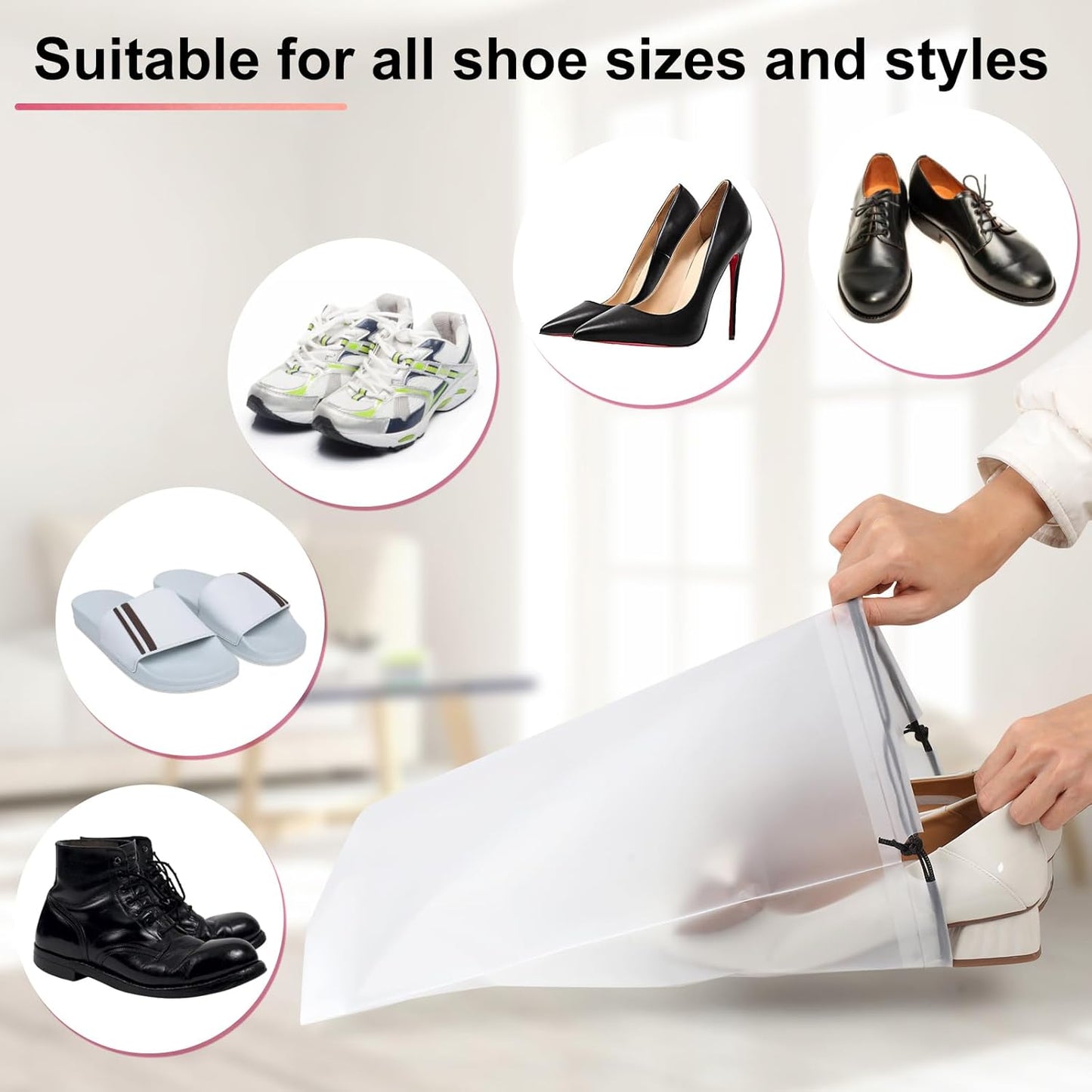 18 Pack Shoe Bags - 11.8in x 15.7in, Storage Bags for Packing, Travel Essentials for Men and Women