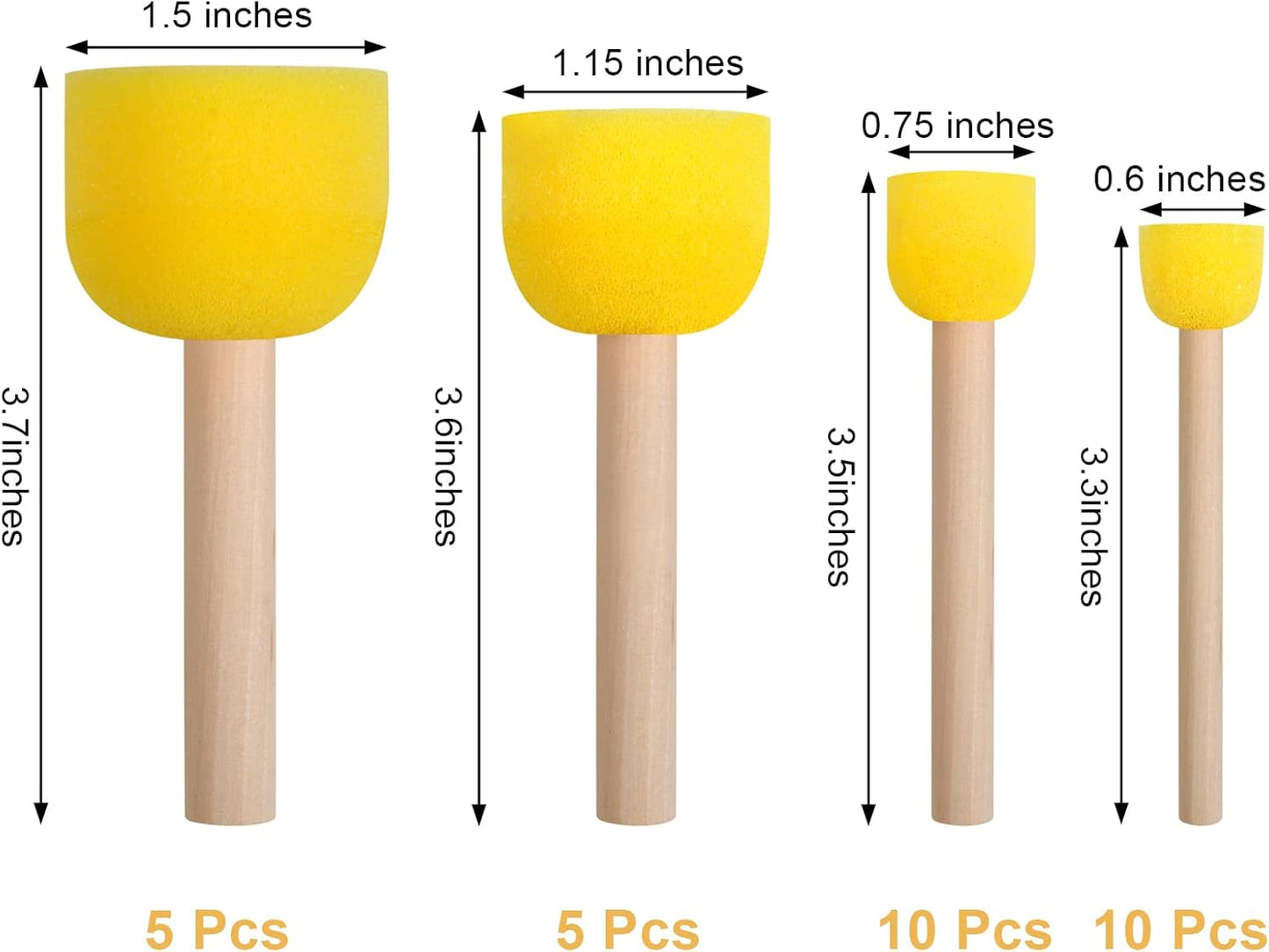 30 Pcs Round Sponges Brh Set, Round Sponge Brhes for Painting, Paint Sponges for Acrylic, Painting Tools for Kids Arts and Crafts (4 Sizes)