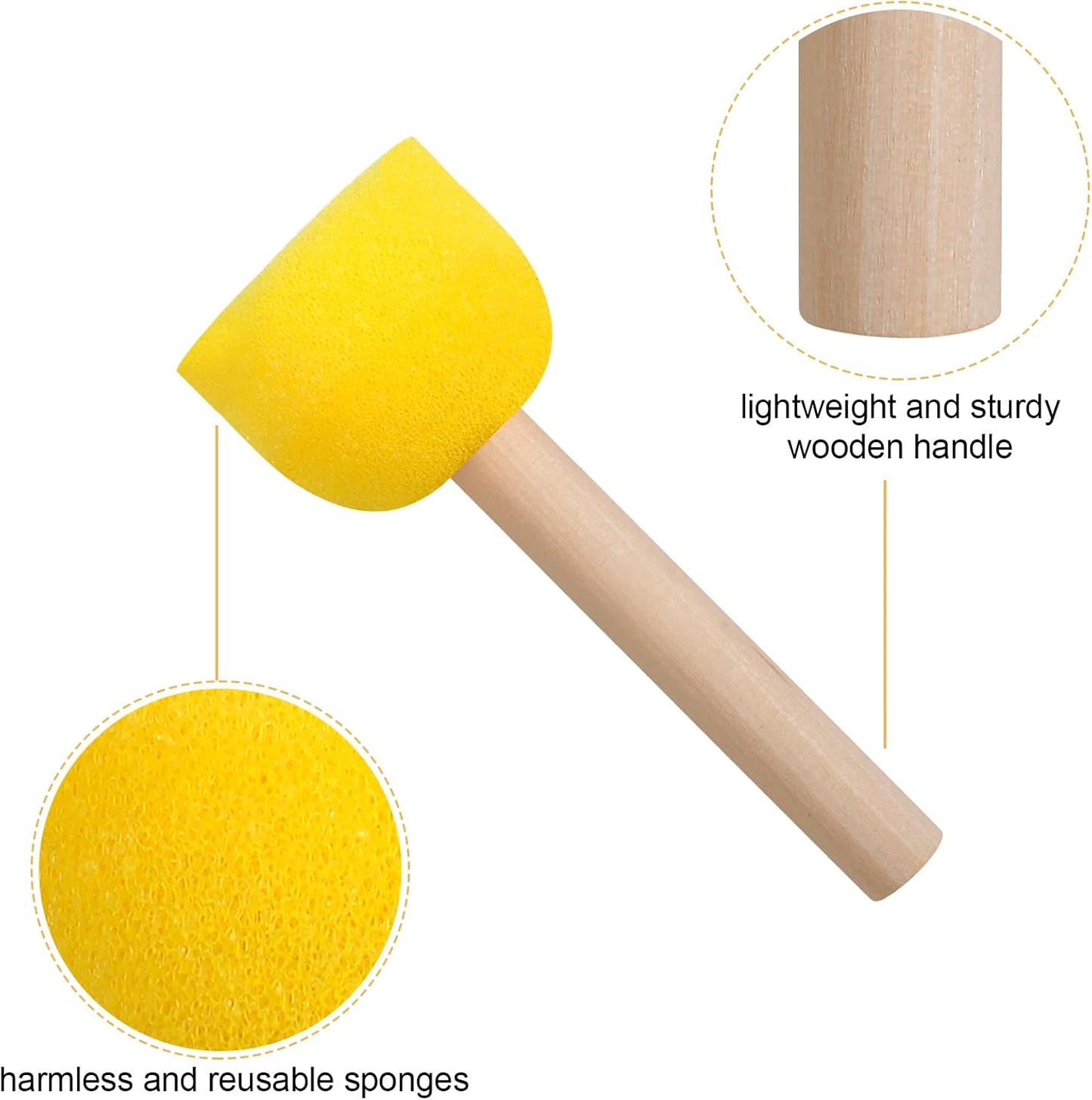 30 Pcs Round Sponges Brh Set, Round Sponge Brhes for Painting, Paint Sponges for Acrylic, Painting Tools for Kids Arts and Crafts (4 Sizes)