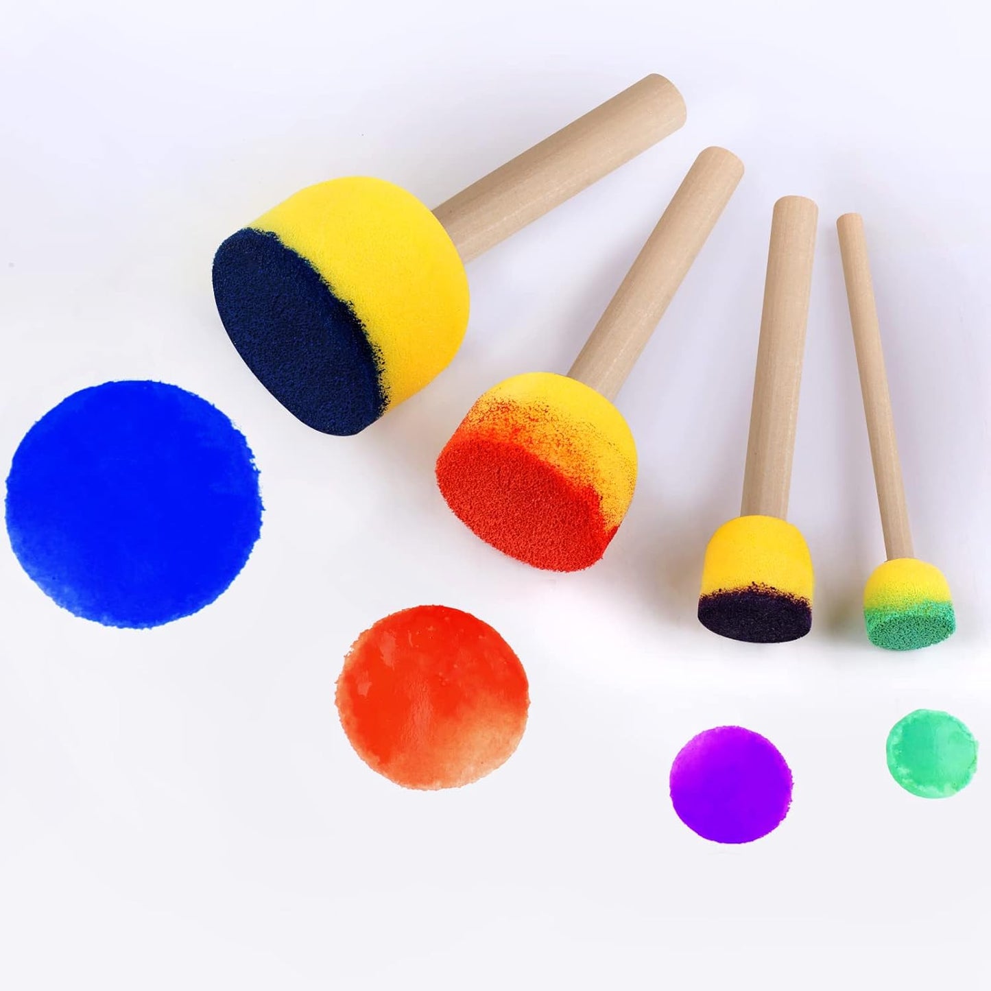 30 Pcs Round Sponges Brh Set, Round Sponge Brhes for Painting, Paint Sponges for Acrylic, Painting Tools for Kids Arts and Crafts (4 Sizes)