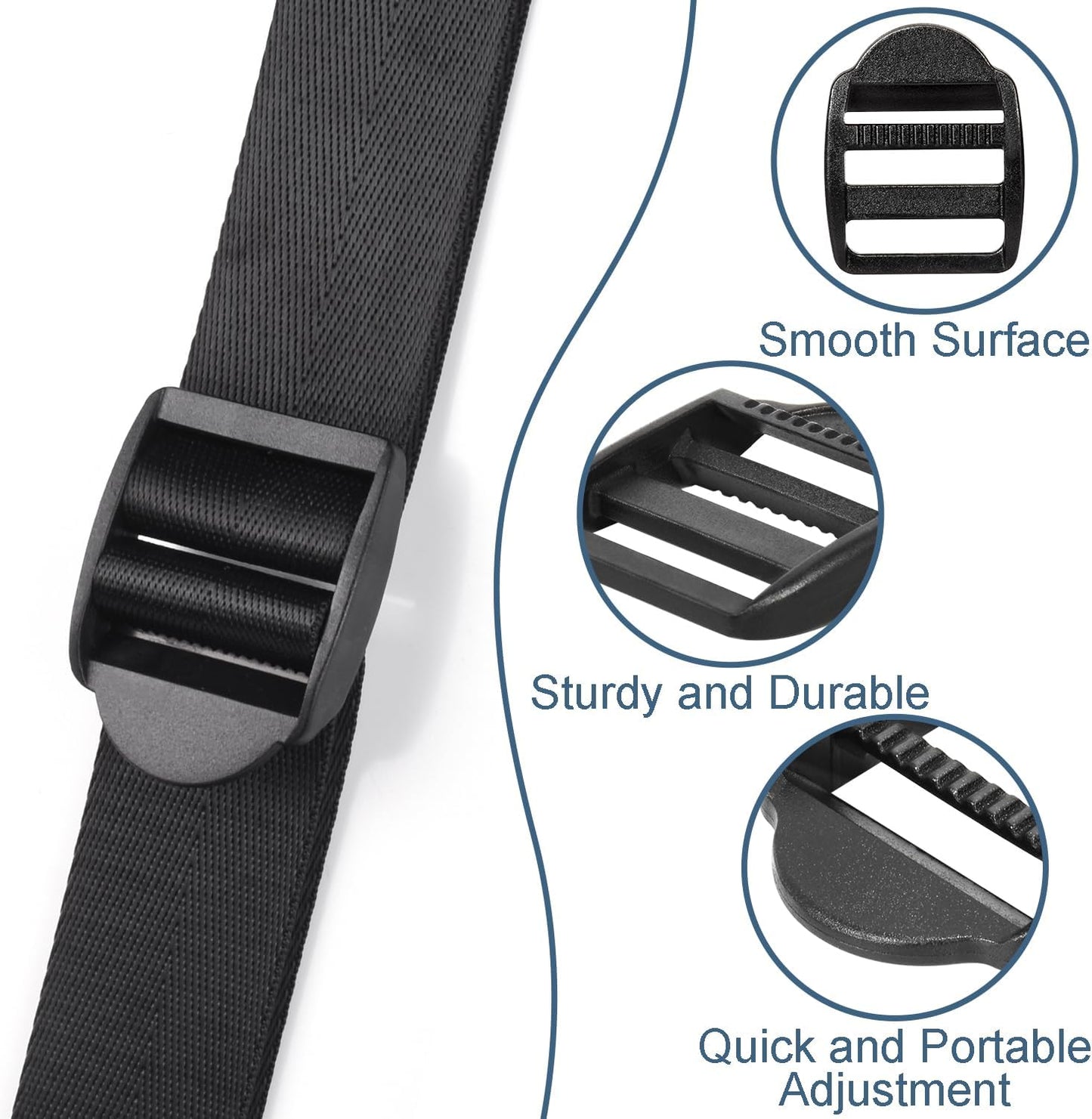CooBigo 12 Pack Plastic Ladder Lock Buckles, 1" Ladder Slider Buckle for Backpack Strap Nylon Webbing Clip Replacement, Outdoor Camping Gear Sleeping Bag Tent Tie Down Strap Accessories (Black)