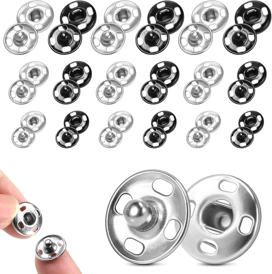 140 Sets Sew on Snaps for Clothing, Metal Snaps Fasteners Press Studs, Snap Buttons for Clothes Fabric Bag Bib Sweater Cardigan DIY Sewing Craft (8mm 10mm 12mm)