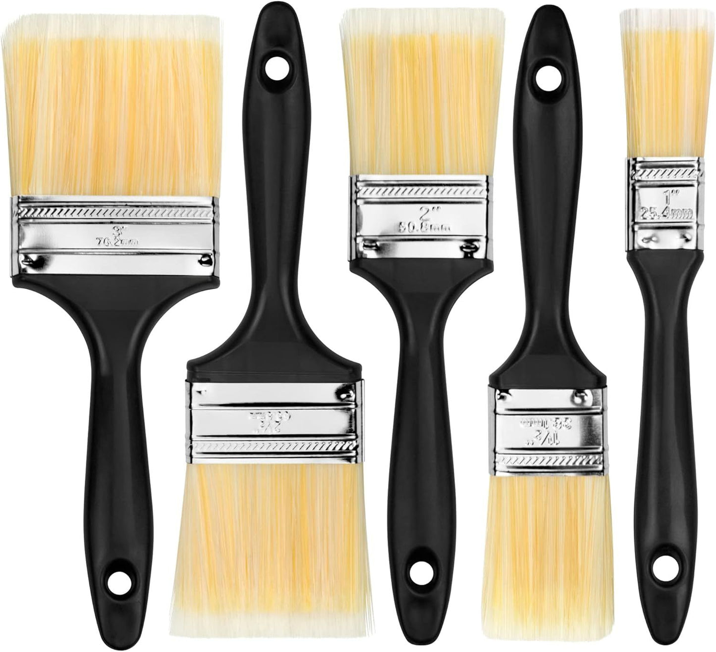 Paint Brush Set (5 Pieces), Set of 5 Multi-Sized Brushes, Professional Quality Painting Tool Kit, One Set of 1, 1.5, 2, 2.5, and 3 Inch Brushes (Pack of 5)