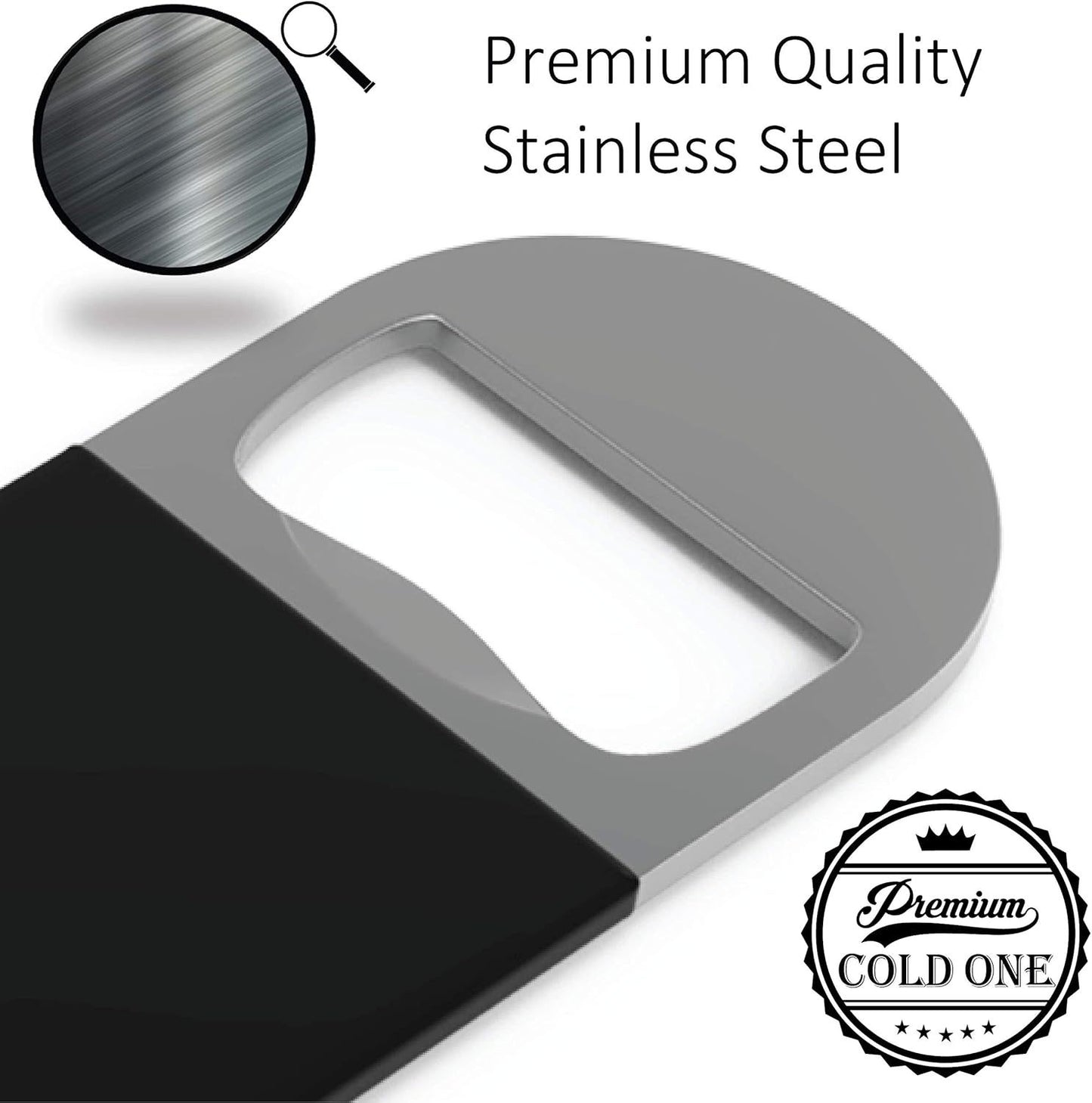 Bartender Bottle Openers, Beer Bottle Openers, Speed Openers 3 Pack by Premium Cold One. Professional Grade: Rubber Coated, Stainless Steel. Large, 7 inch