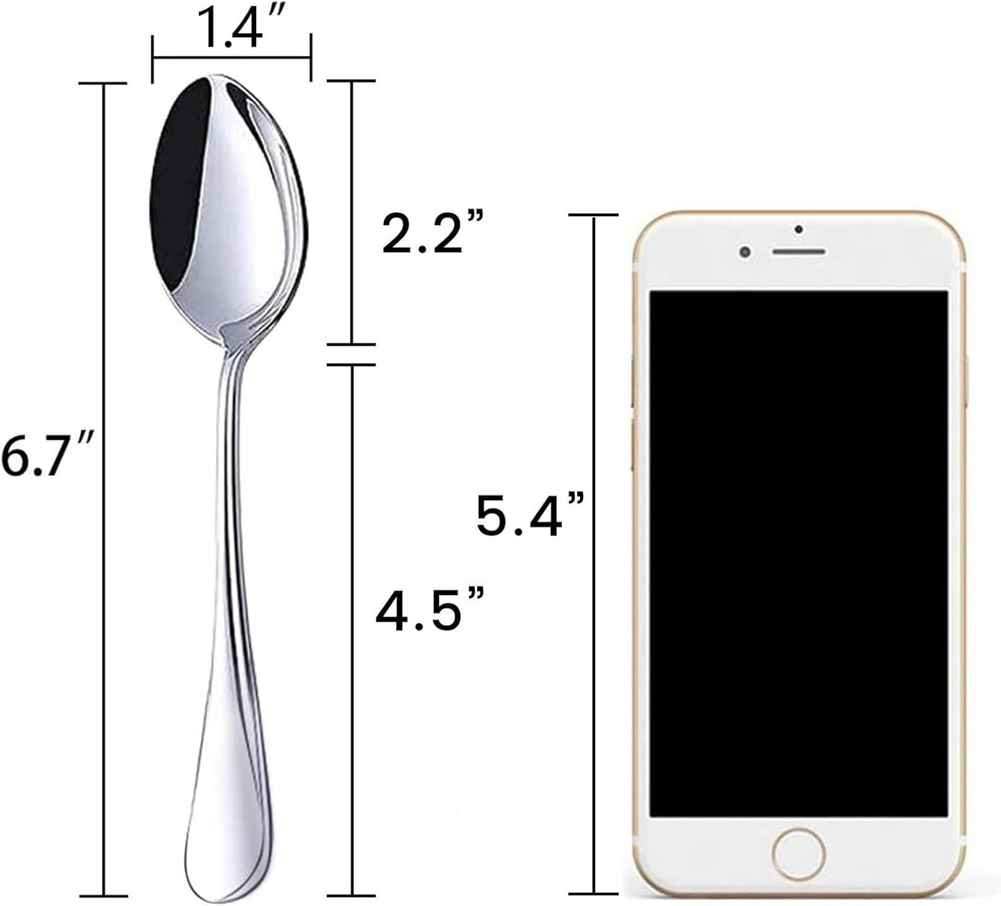 Stainless Steel Teaspoons, 6-Piece Coffee & Dessert Spoons Set, 6.7 Inch Small Spoons for Tea, Sugar, Yogurt & Ice Cream, Mirror Polished, Dishwasher Safe