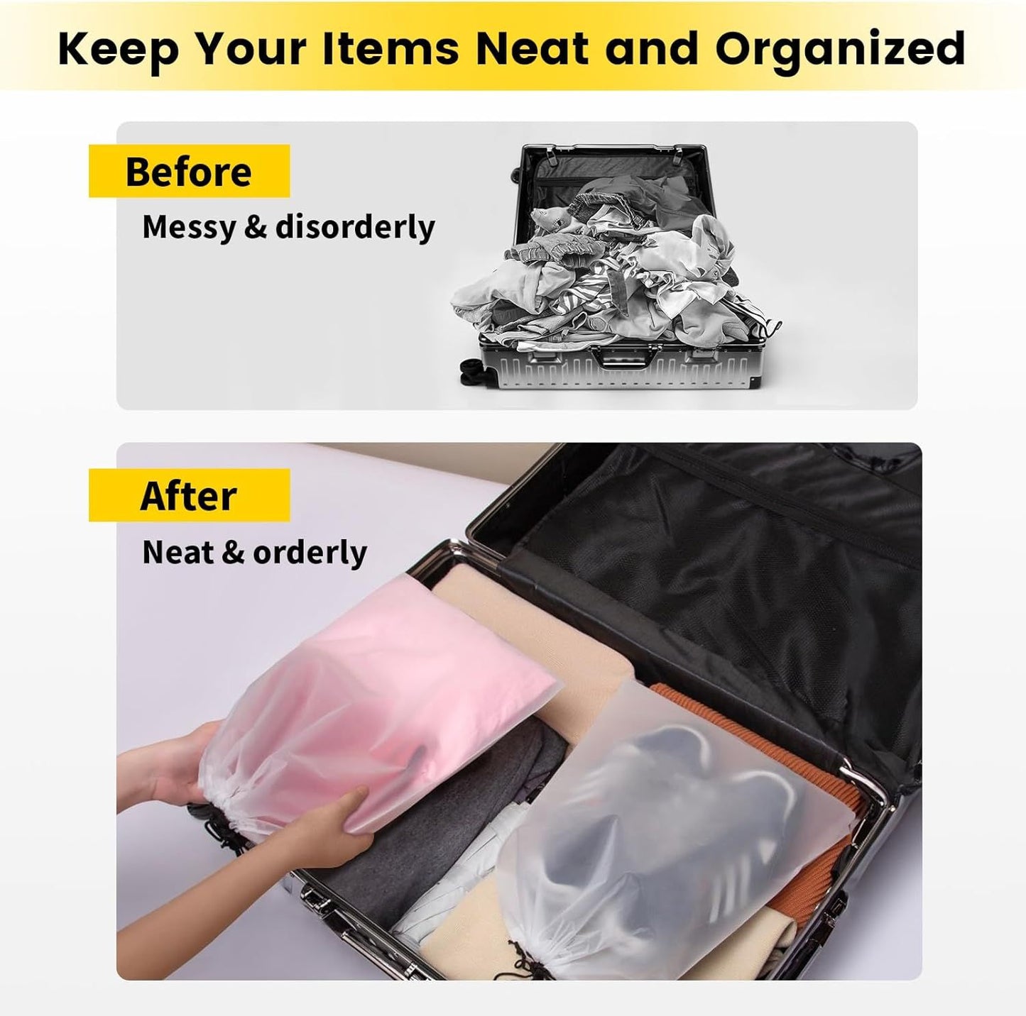 Shoe Bags for Travel - 6 Pcs Transparent Drawstring Backpack Travel Shoe Bag Clear Drawstring Bag Large Shoe Organizer with Rope Travel Essentials for Men Women