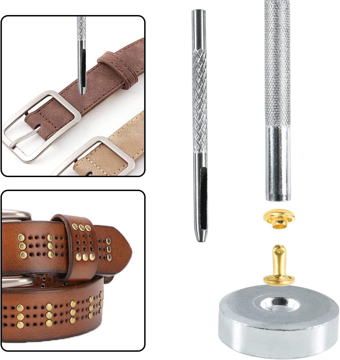 200Sets 6mm Round Cap Leather Rivets, Double Cap Rivets Tubular Metal Studs Rivets for Leather Purse Keyrings Repair and Crafts Decoration (6mm Silver)