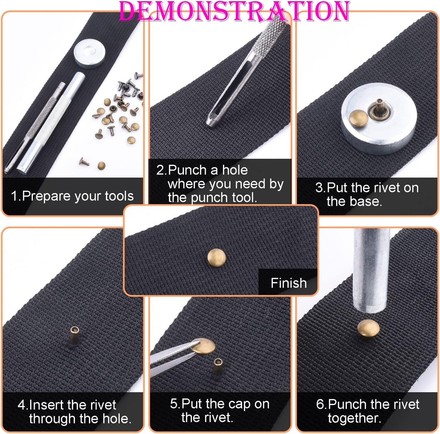200Sets 6mm Round Cap Leather Rivets, Double Cap Rivets Tubular Metal Studs Rivets for Leather Purse Keyrings Repair and Crafts Decoration (6mm Silver)