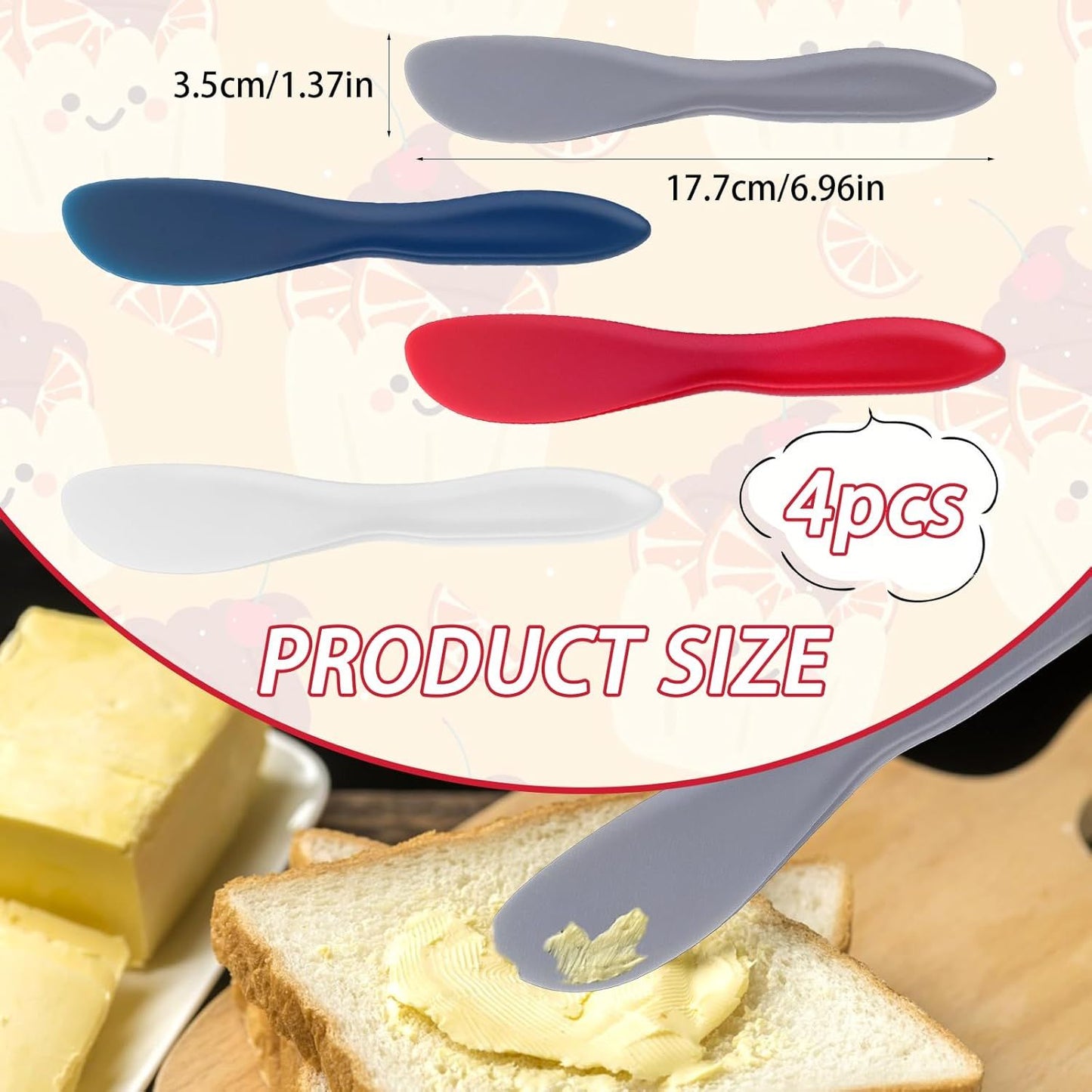 4Pack Plastic Butter Spreader Knife, 6.96X1.37'' Multi Purpose Butter Knifves Spreader, Butter Cheese Spreader Frosting Knives, Plastic Multi Purpose Buttering Knife-cutter for Butter, Jelly, Cream Cheese and Nut Butter ﻿
