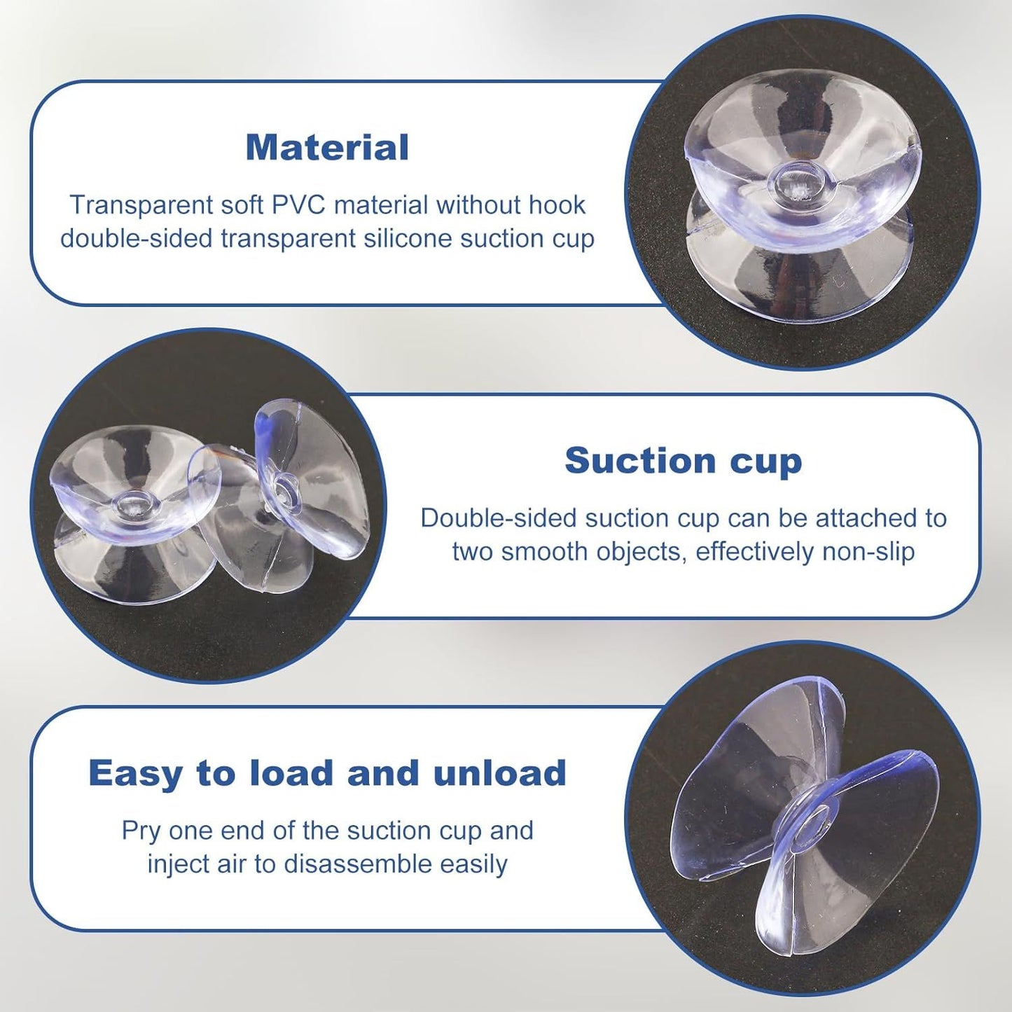 24PCS 20mm Double Sided Suction Cups, Clear Silicone Bumpers Small Suction Cups, Clear Plastic Sucker Pads/Silicone Bumpers Desk Glass Suction Cups for Furniture and Mirrors ﻿