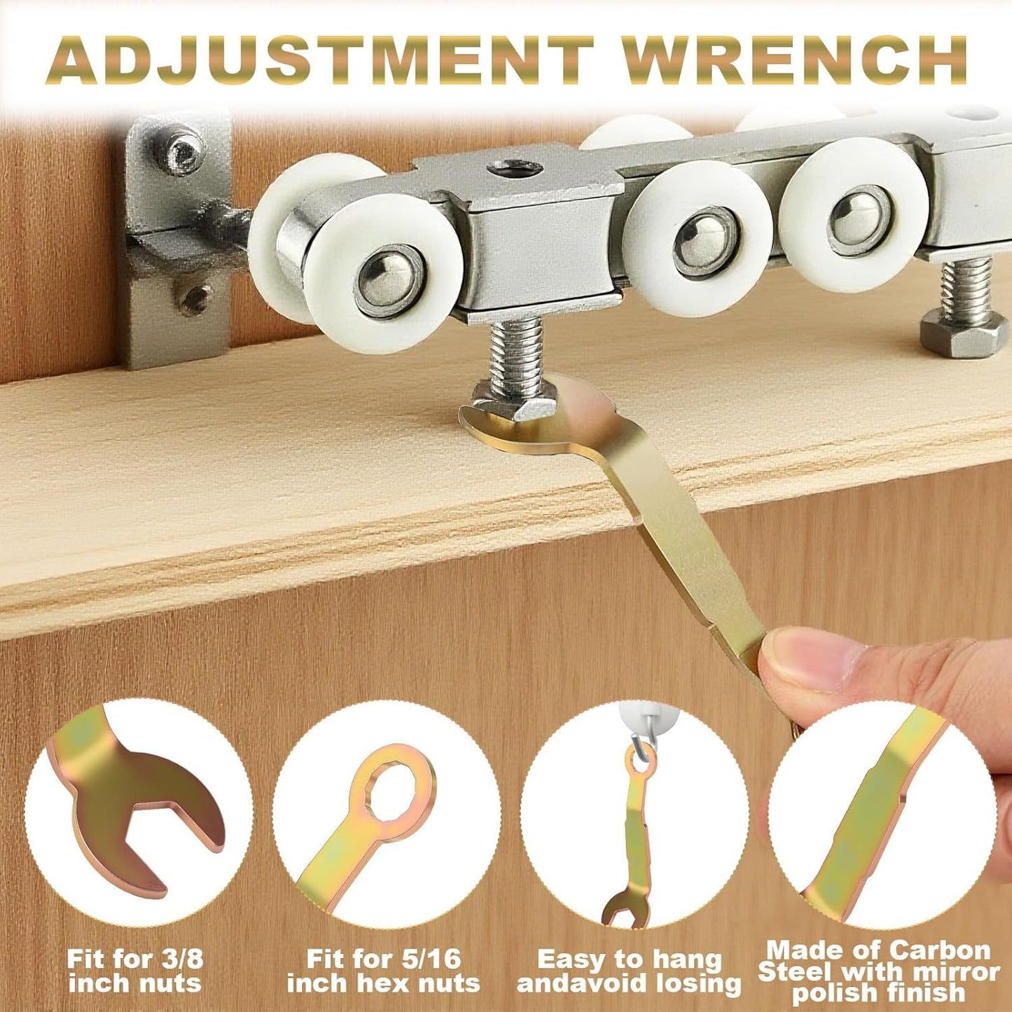 4pcs Pivot Pocket Door Wrench, 0.83'' Pocket Door Wrenches, Adjustment Pocket Wrenches-Rv Pockets Door Adjusting Hardware, Bi-Fold Doors Hardware Adjustment Tool for Folding Door, Sliding Doors Hanger