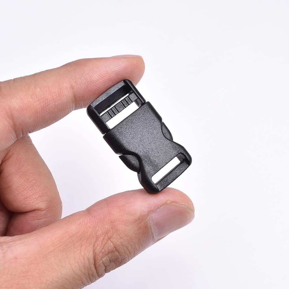 CooBigo 10pcs 1/2"(12.5mm) Side Release Buckles Plastic Black Quick Adjustable Buckle For Backpack Strap DIY Pets Collar Accessory