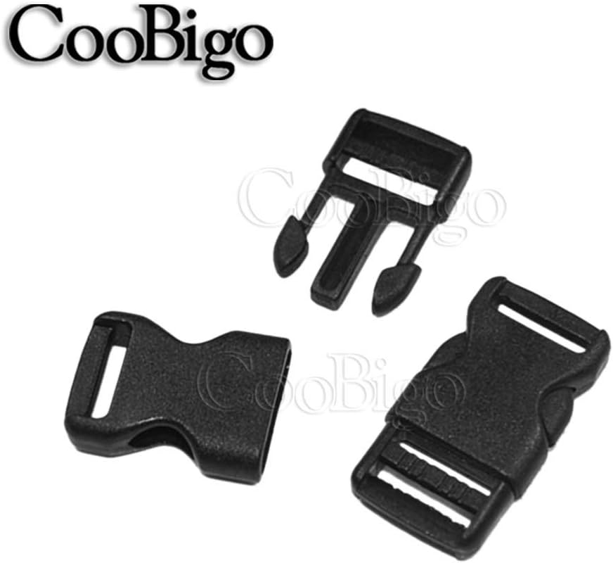 CooBigo 10pcs 1/2"(12.5mm) Side Release Buckles Plastic Black Quick Adjustable Buckle For Backpack Strap DIY Pets Collar Accessory