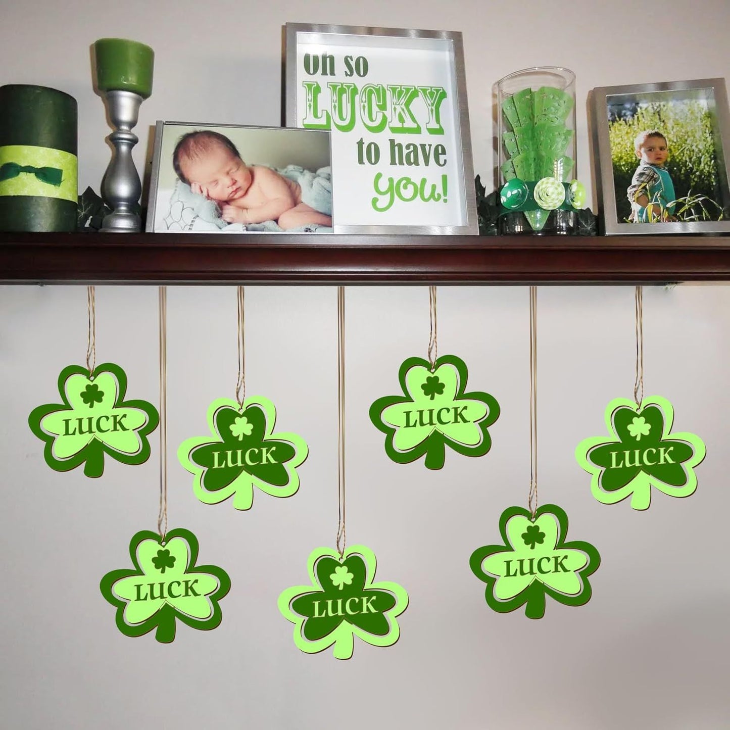 20Pcs Wooden Shamrock Ornaments to Paint, 3.2 Inch St. Patrick's Day Unfinished Wood Shamrock Cutouts, DIY Blank Luck Clover Shape Hanging Ornaments Ropes with for Crafts Tree Home Decor