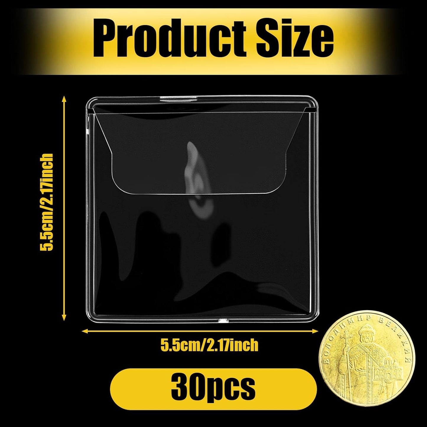 30 Pcs Clear Plastic Coin Holders for Collectors, 2.17×2.17 Inches Coin Sleeves, PVC Small Single Pocket Coin Protectors for All Coins Stamp Collection