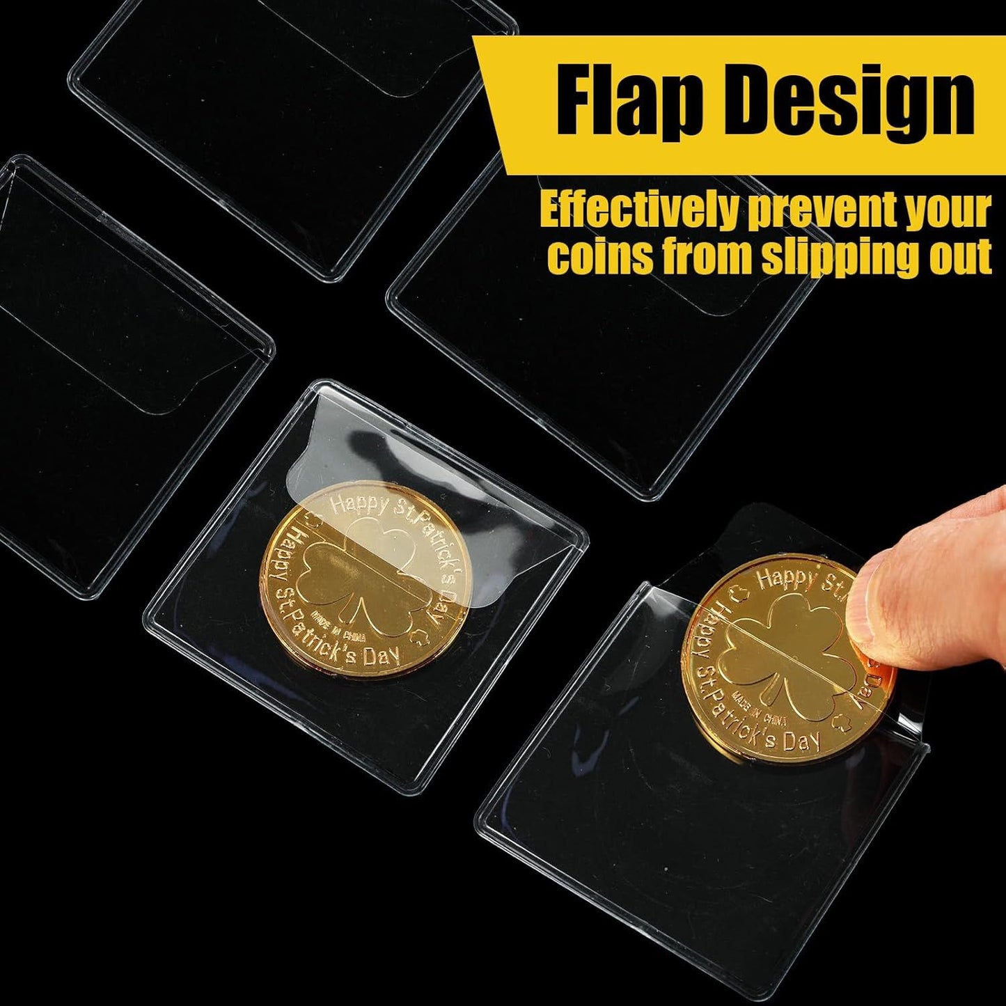 30 Pcs Clear Plastic Coin Holders for Collectors, 2.17×2.17 Inches Coin Sleeves, PVC Small Single Pocket Coin Protectors for All Coins Stamp Collection