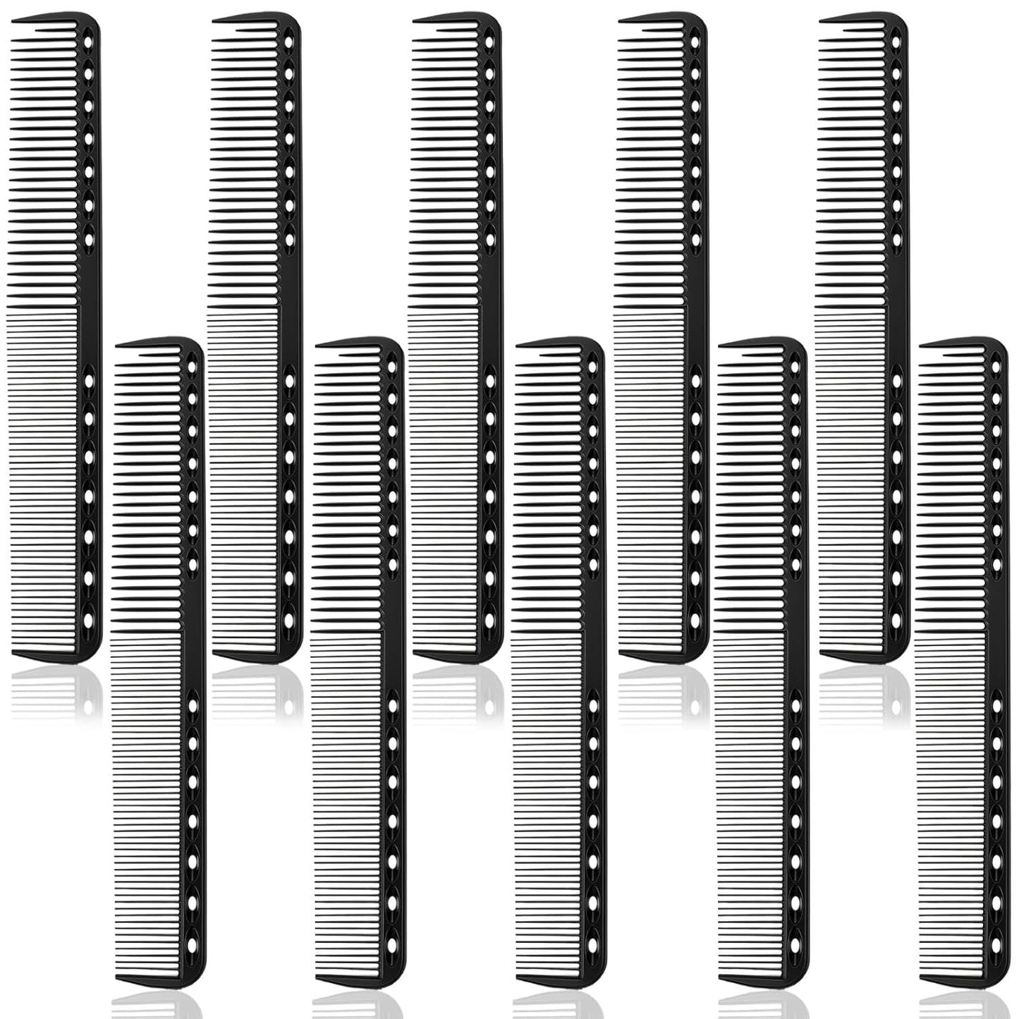 10PCS Cutting Combs for Hair Stylist, Carbon Fiber Hair Combs Fine Tooth Comb Barber Comb Heat Resistant Carbon Fiber Professional Salon Hairdressing for Salon Stylist Men and Women Black