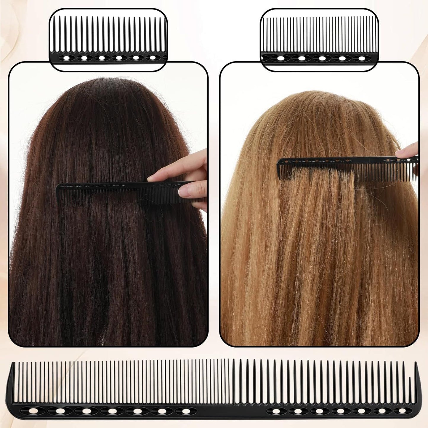 10PCS Cutting Combs for Hair Stylist, Carbon Fiber Hair Combs Fine Tooth Comb Barber Comb Heat Resistant Carbon Fiber Professional Salon Hairdressing for Salon Stylist Men and Women Black