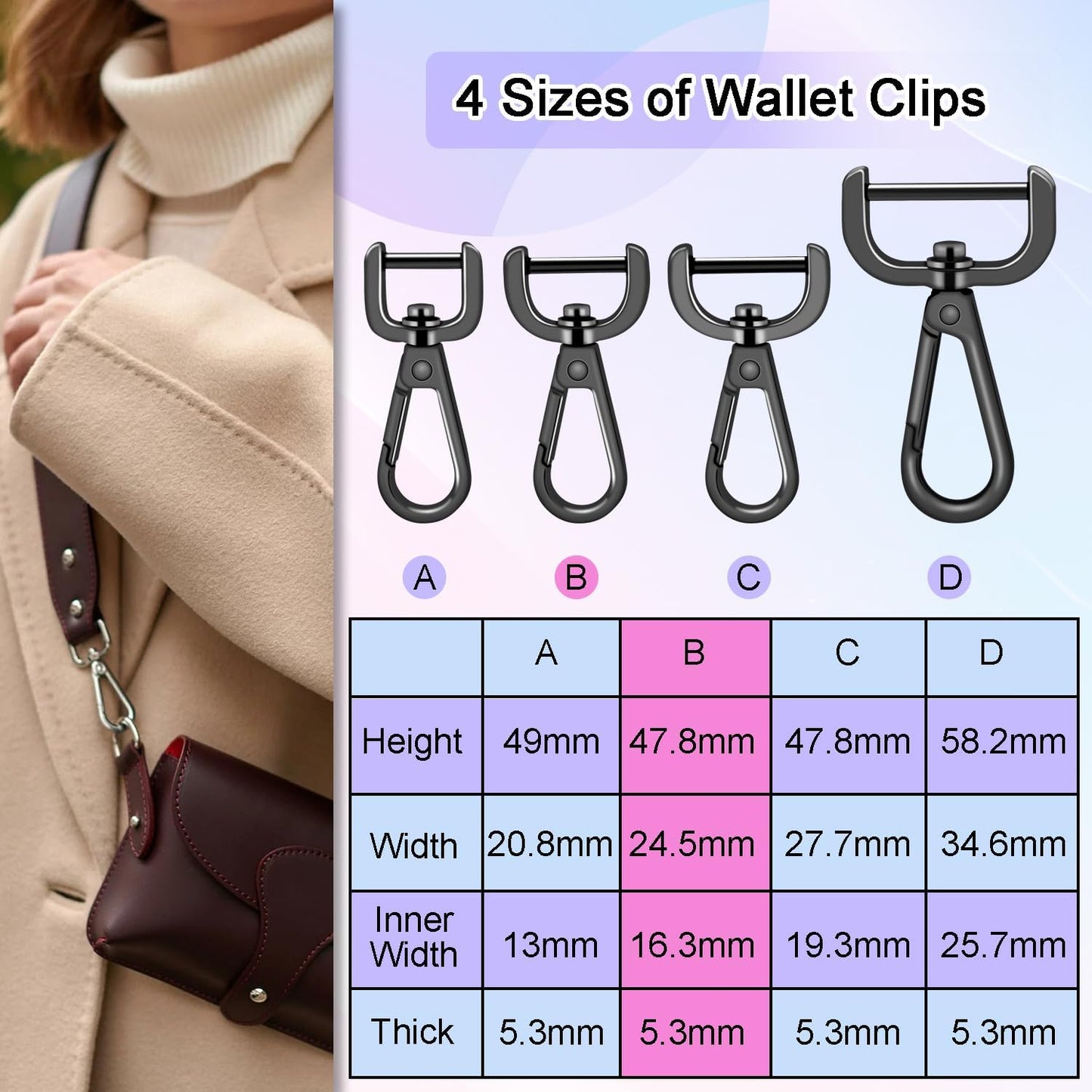 CooBigo 4Pack 5/8 Inch Detachable Snap Hook Swivel Clasp, Metal Swivel Lobster Claw Clasps for Paracord Lanyard, Purse Strap Clips Extender Hardware, Backpack Pendant, Pets Collar Accessory (Black)