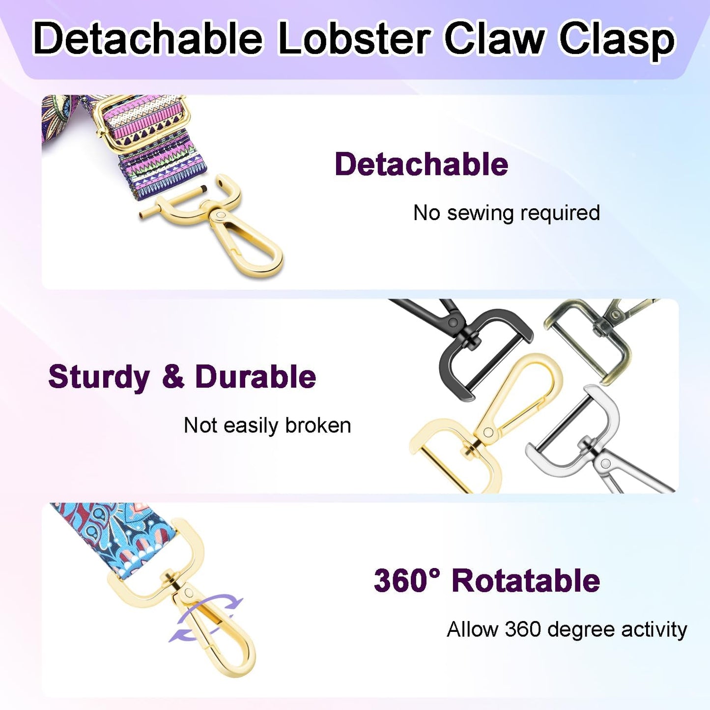 CooBigo 4Pack 5/8 Inch Detachable Snap Hook Swivel Clasp, Metal Swivel Lobster Claw Clasps for Paracord Lanyard, Purse Strap Clips Extender Hardware, Backpack Pendant, Pets Collar Accessory (Black)
