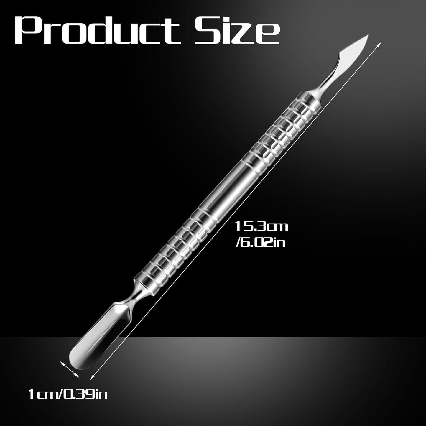 Dual Head Nail Cuticle Pusher Tool, Nail Scraper Stainless Steel Curved & Chisel Edge for Women Home Manicure Pedicure Tools Professional Tool for Cuticle Work (Silver)