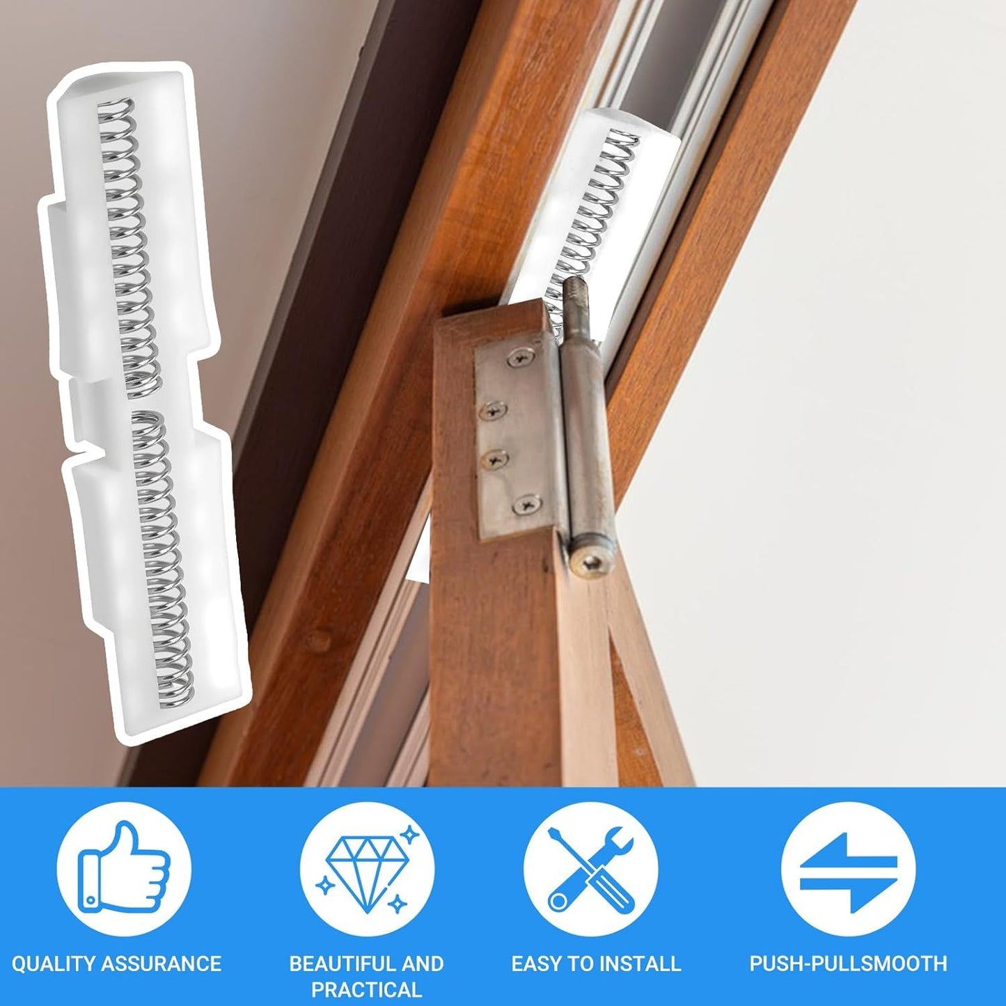 3 Pcs Bifold Door Spring Slide Rail, PET Bi-Fold Door Slide Guide, White Top Track Guide for Bi-Fold Closet Doors and Folding Doors, Easy to Install Bifold Closet Door Replacement Hardware