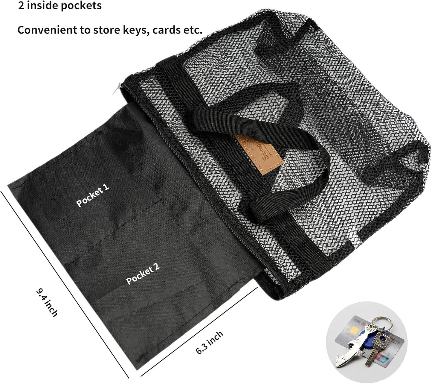 Mesh Shower Caddy Bag Portable Hanging Toiletry and Bath Organizer with Zipper for Travel, Gym, Camping, College Dorms, Beach