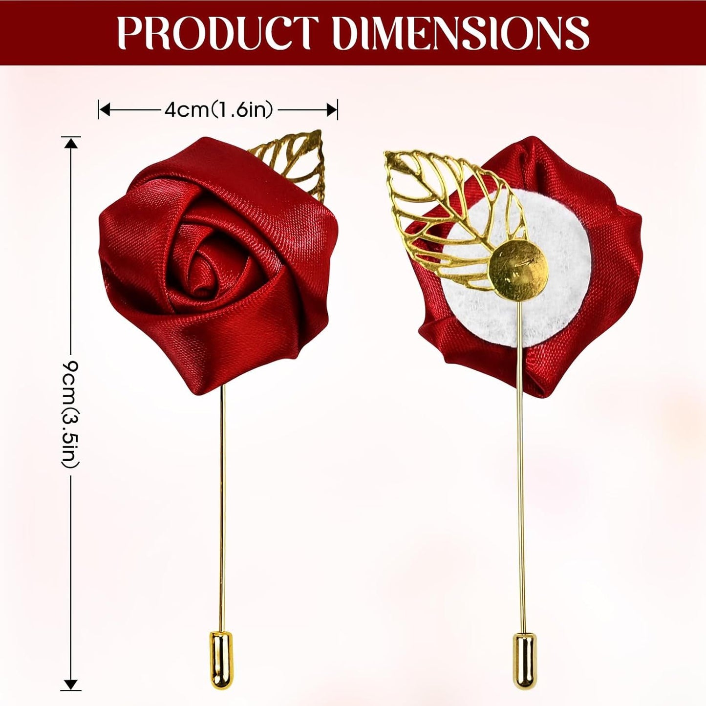 1Pcs Flower Lapel Pins,Rose Pins for Men for Dance,Party,Wedding