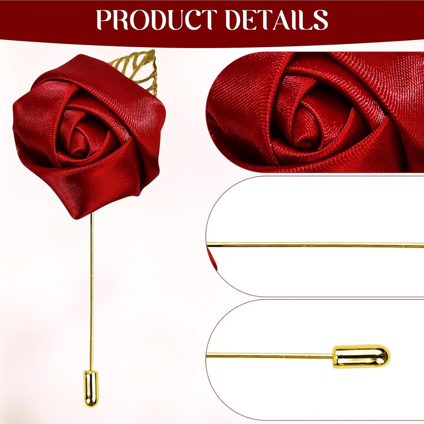 1Pcs Flower Lapel Pins,Rose Pins for Men for Dance,Party,Wedding