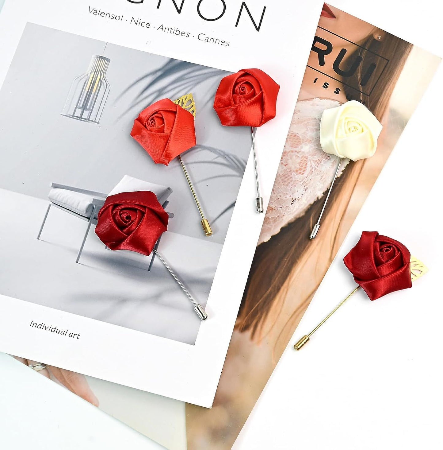 1Pcs Flower Lapel Pins,Rose Pins for Men for Dance,Party,Wedding