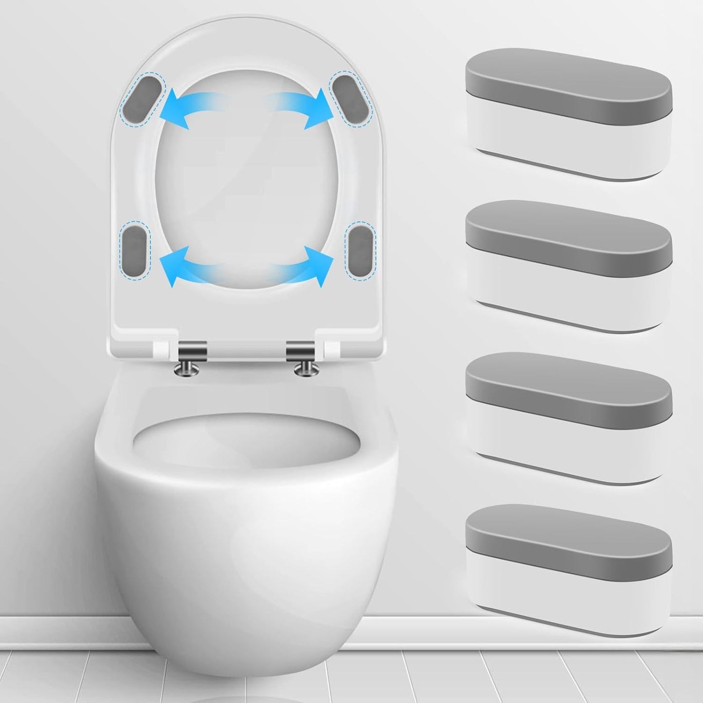 4PCS Toilet Seat Bumpers,Universal Buffer Toilet Lid Bumpers for Families, Hotels, Hospitals, School Toilet Seats