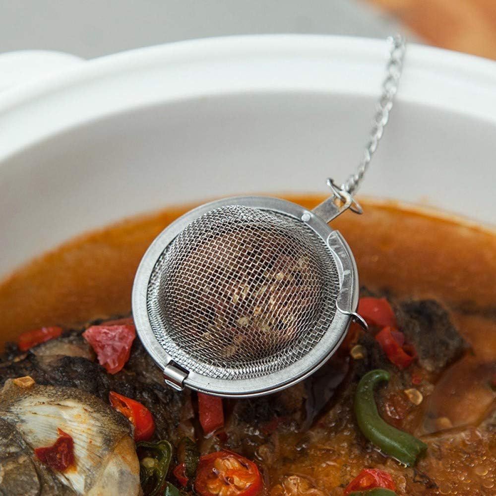3pcs Stainless steel fine mesh seasoning ball kitchen soup spice stew filter kitchen tool metal tea bag tea ball (3pcs Round Shape),Silver,5cm/6cm/7cm