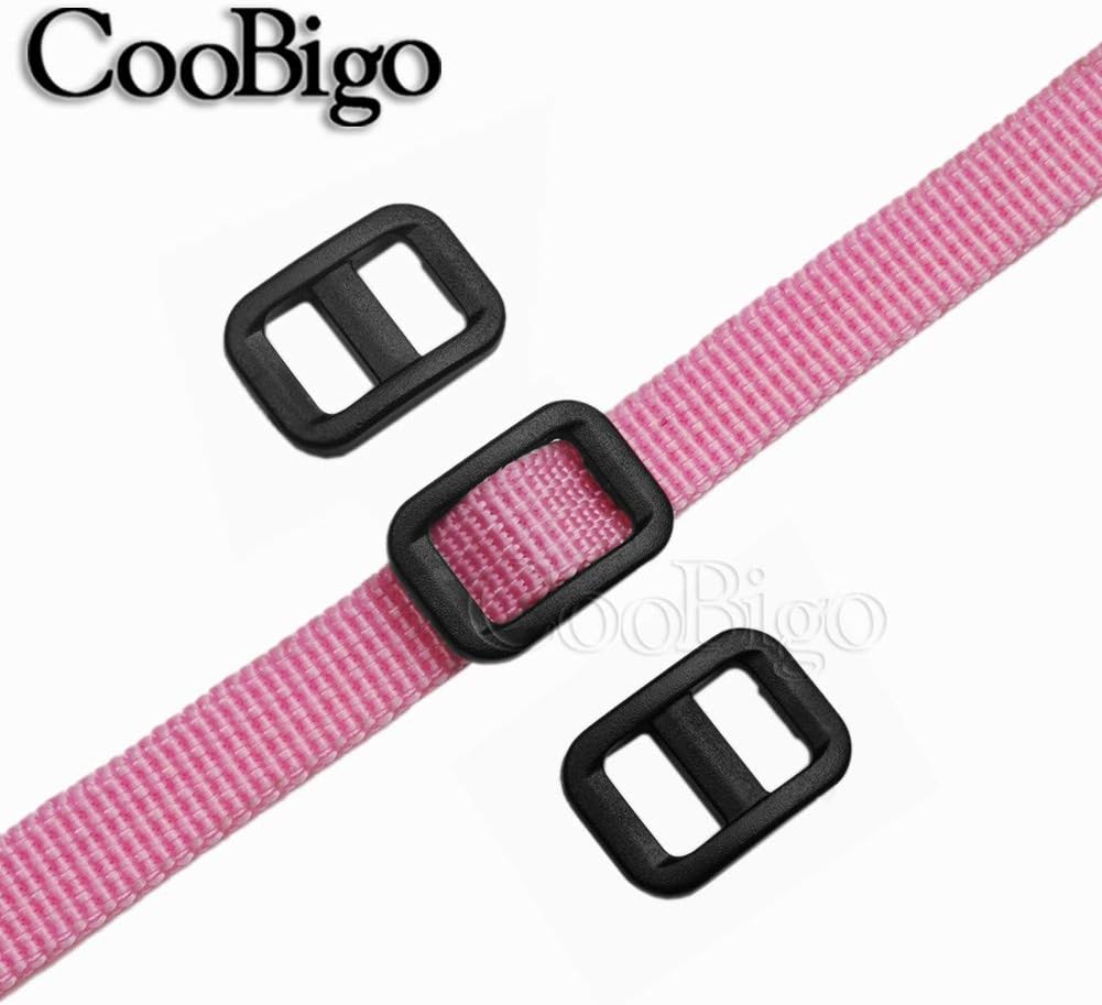 CooBigo Webbing Plastic Slider Tri-Glide Adjust Buckles for Cat Dog Collar Backpack Straps
