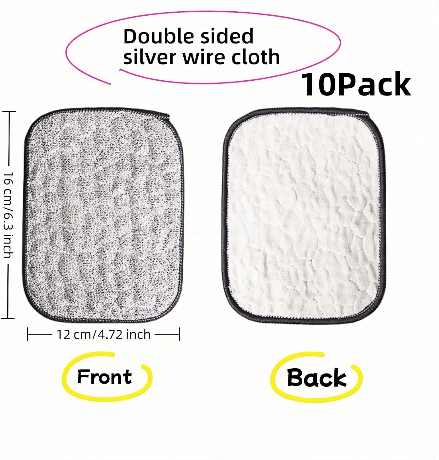 10Pack Scrubber Sponge for Dishes, Pans & Grease - Dual-Side Non-Scratch, Super Absorbent, Heat Resistant - Strong Cleaning Power for Kitchen, Glass, Stove (Color Random)