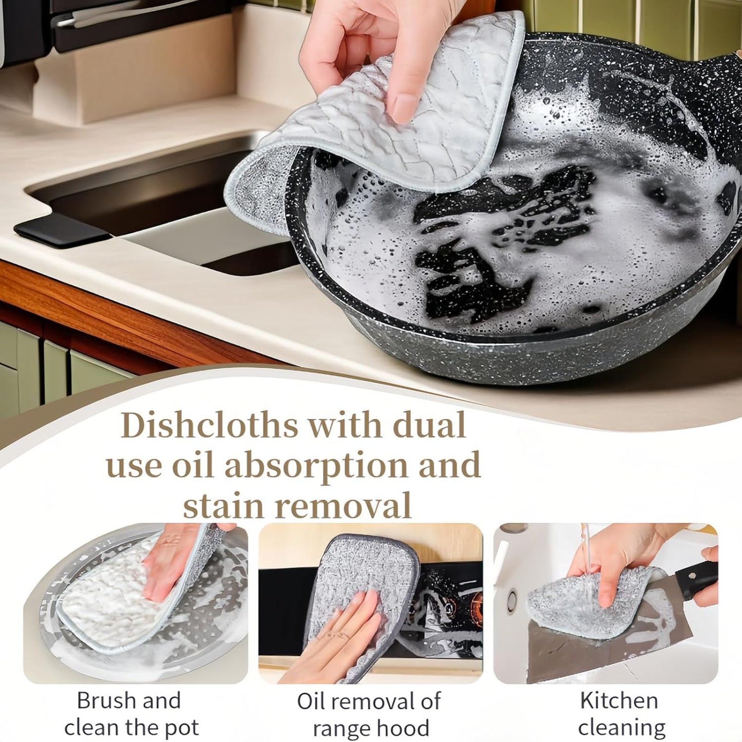 10Pack Scrubber Sponge for Dishes, Pans & Grease - Dual-Side Non-Scratch, Super Absorbent, Heat Resistant - Strong Cleaning Power for Kitchen, Glass, Stove (Color Random)