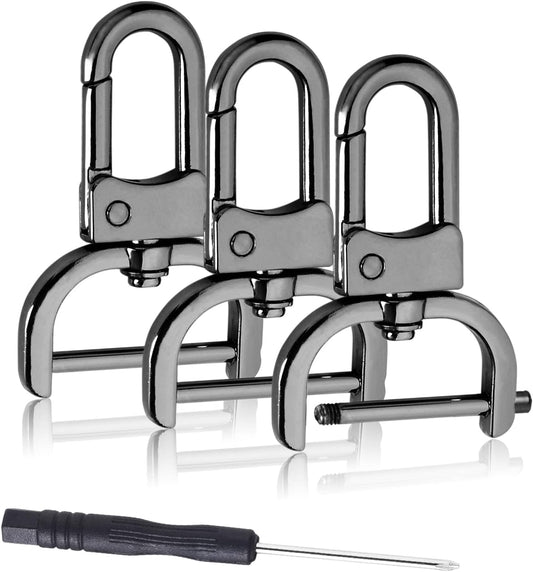 6 Pack 1 Inch Detachable Snap Hook Swivel Clasp, Metal Lobster Claw Clips Clasp with Screwdriver for Replacement Purse Keychain Hardware, Keyring Clip, Pets Collar Accessories (Black)