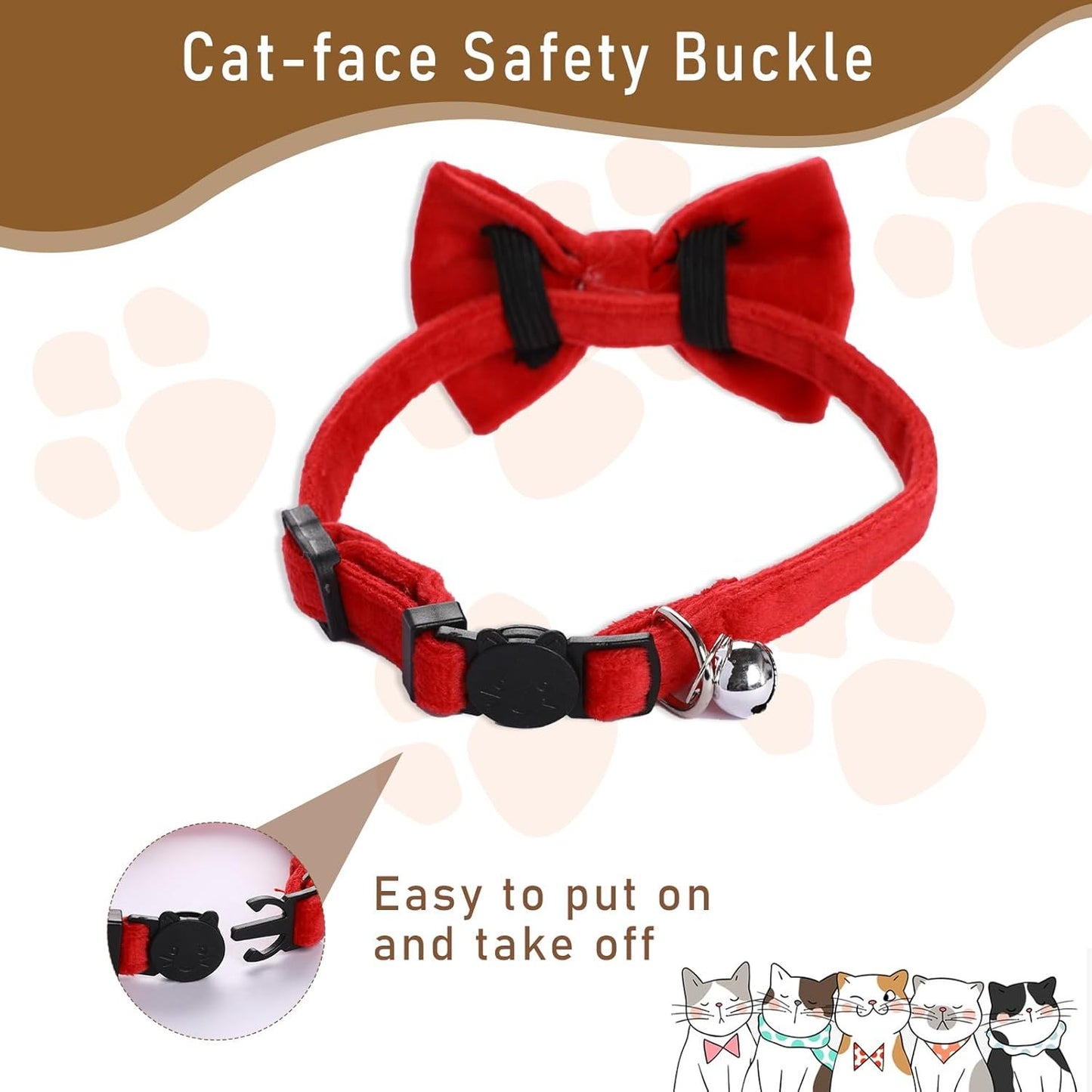2 Pcs Velvet Cat Collar Cute Cat Bow Tie Collar for Boy Cats Breakaway Kitten Collars with Bell Adjustable Puppy Bow Tie Collar Personalized Collars for Small Pets